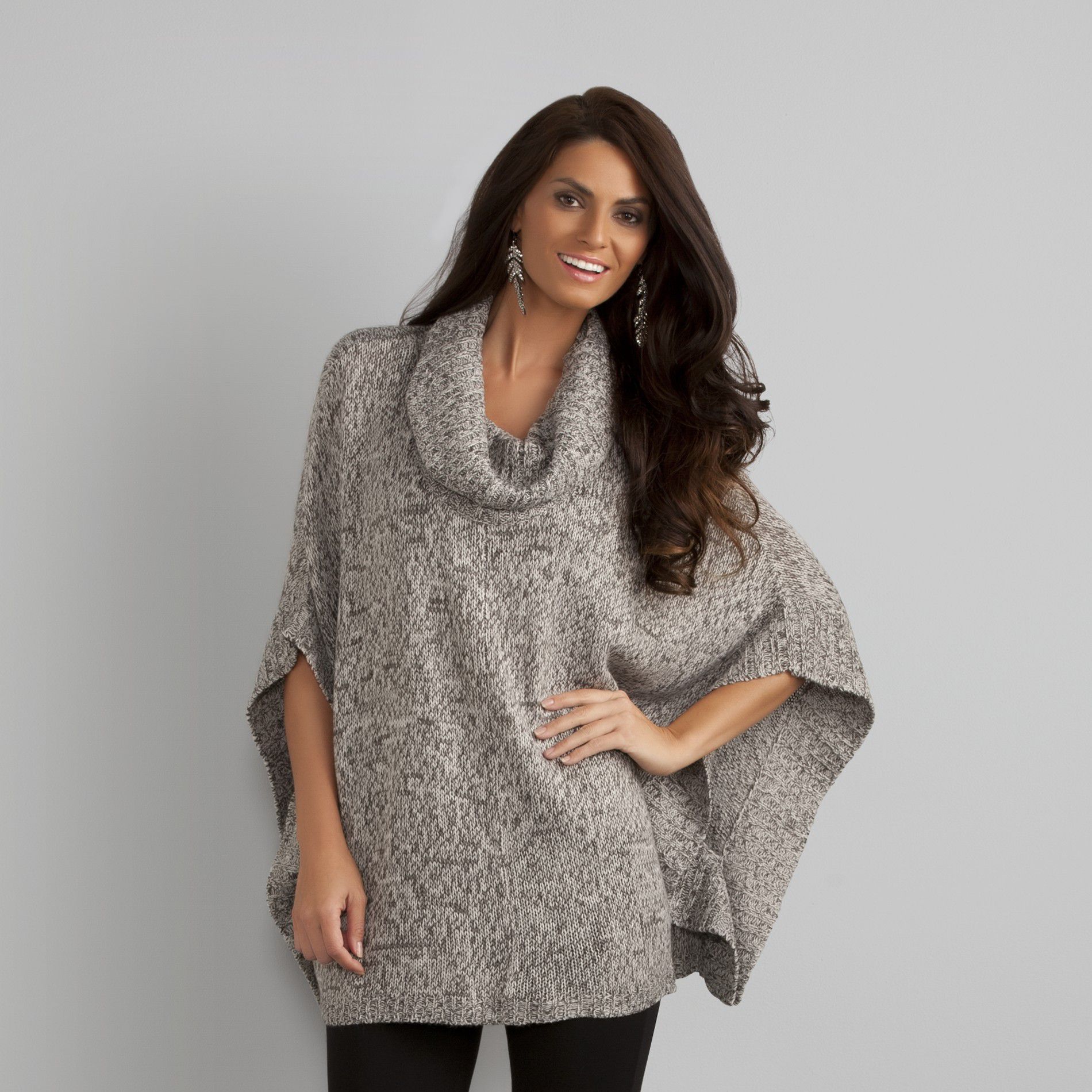 Women's Cowl Neck Sweater Poncho                                                                                                