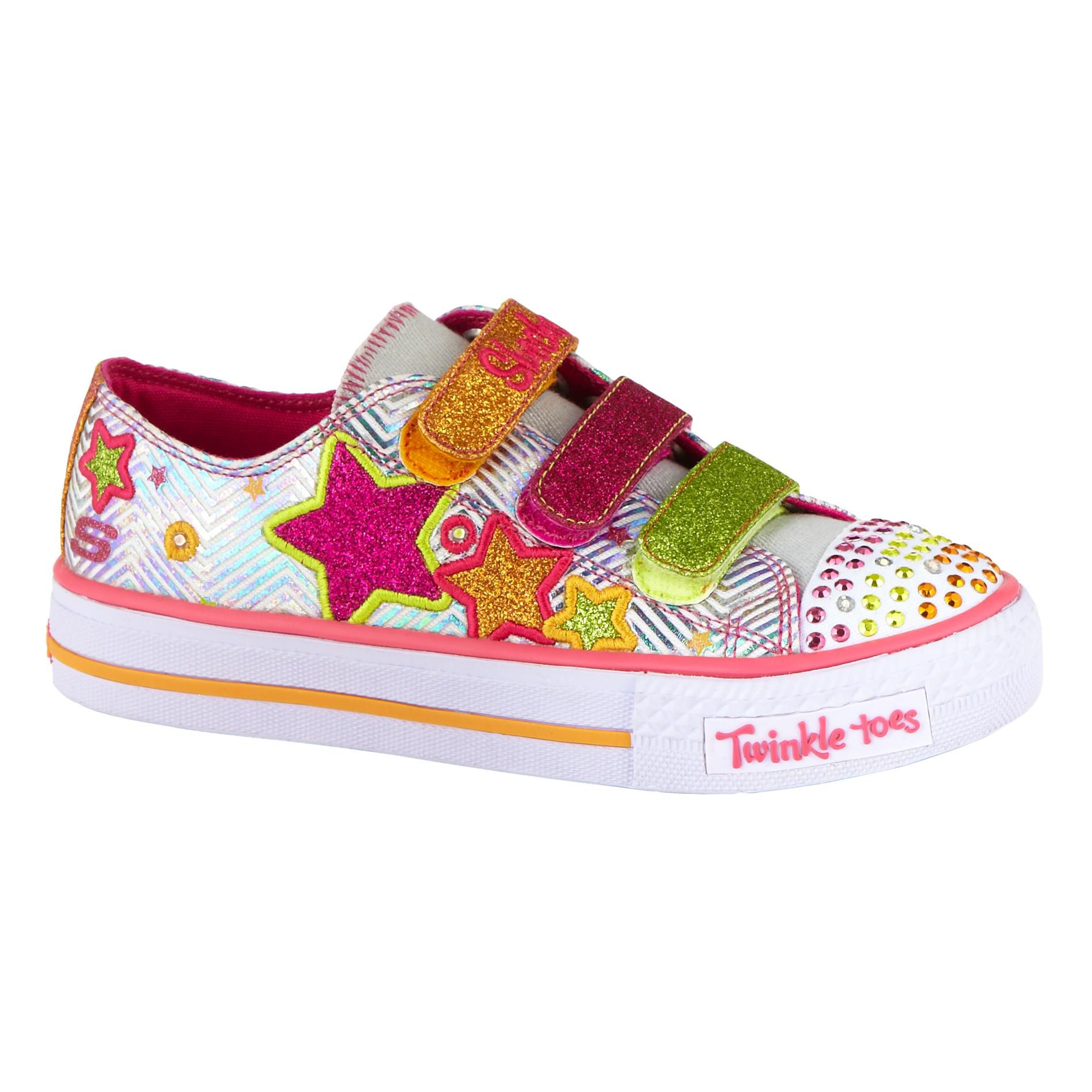 Skechers Girl's Twinkle Toes Shuffles - Triple Up Athletic Shoe - White Multi Multi-color 1 - (Youth)