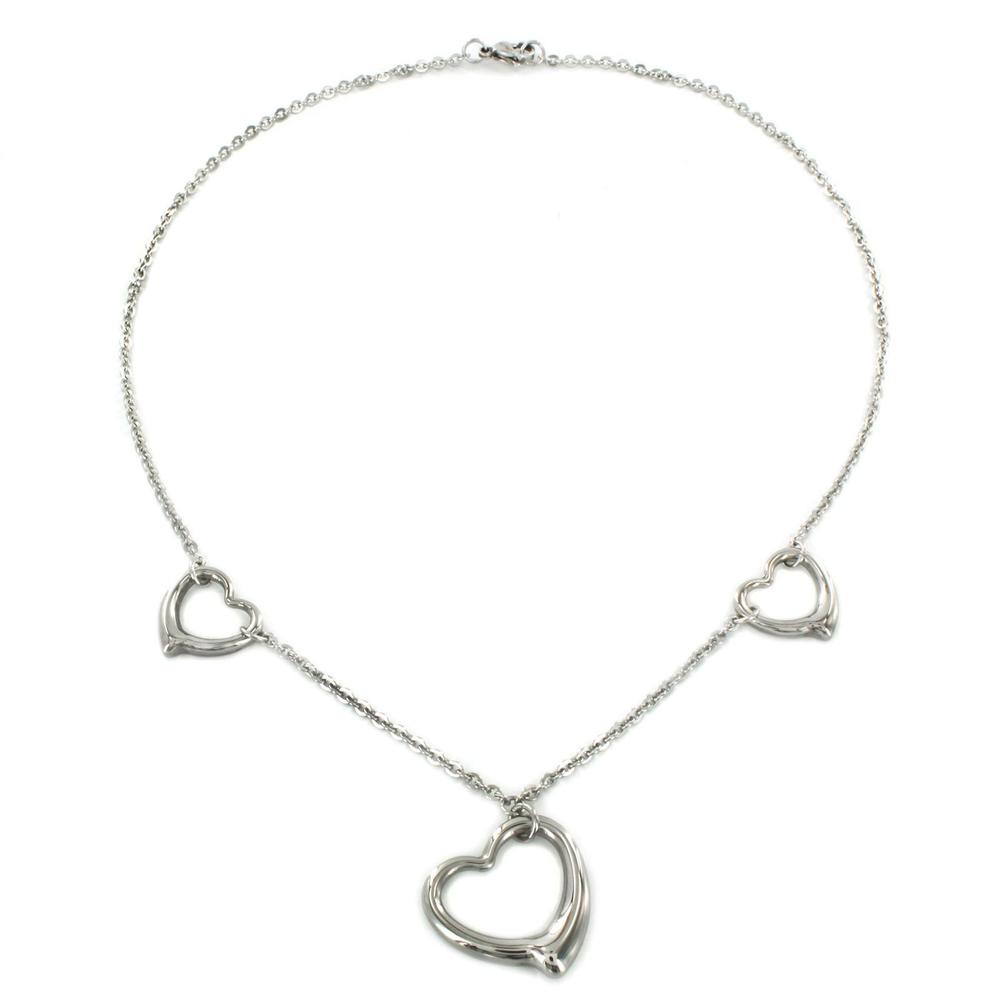 Stainless Steel Three Hearts Necklace