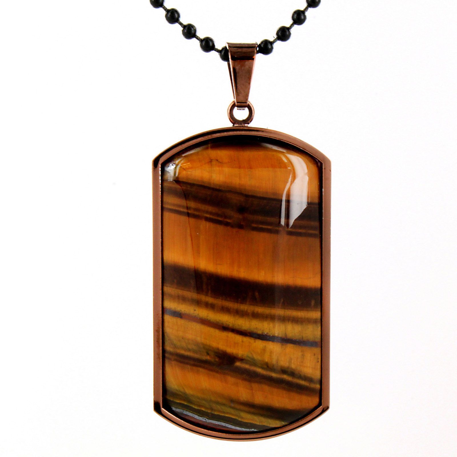 West Coast Jewelry Men's Bronze and Black Stainless Steel Tiger's Eye Domed Pendant at mygofer.com