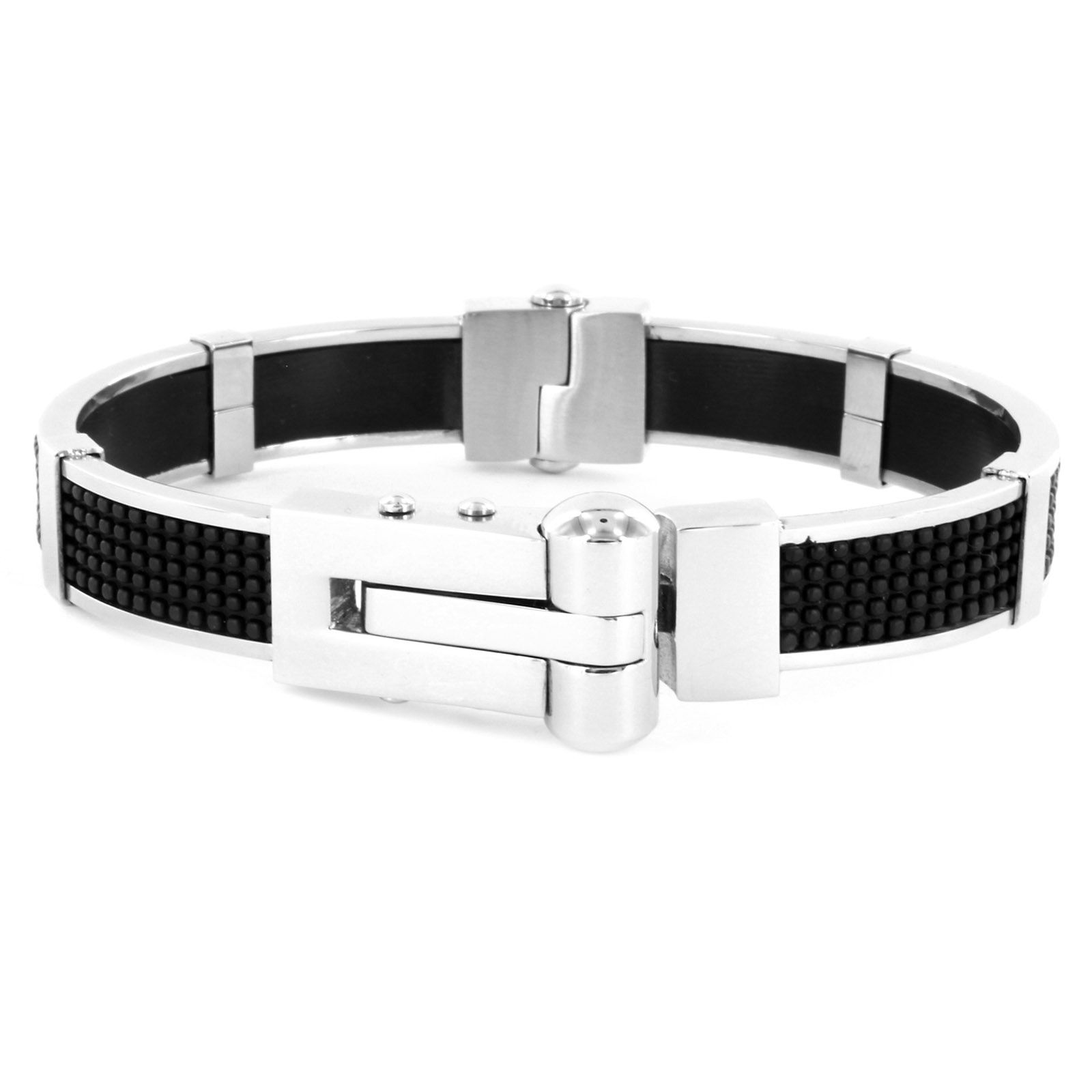 West Coast Jewelry Men's Stainless Steel Textured Black Rubber Bracelet at Kmart.com