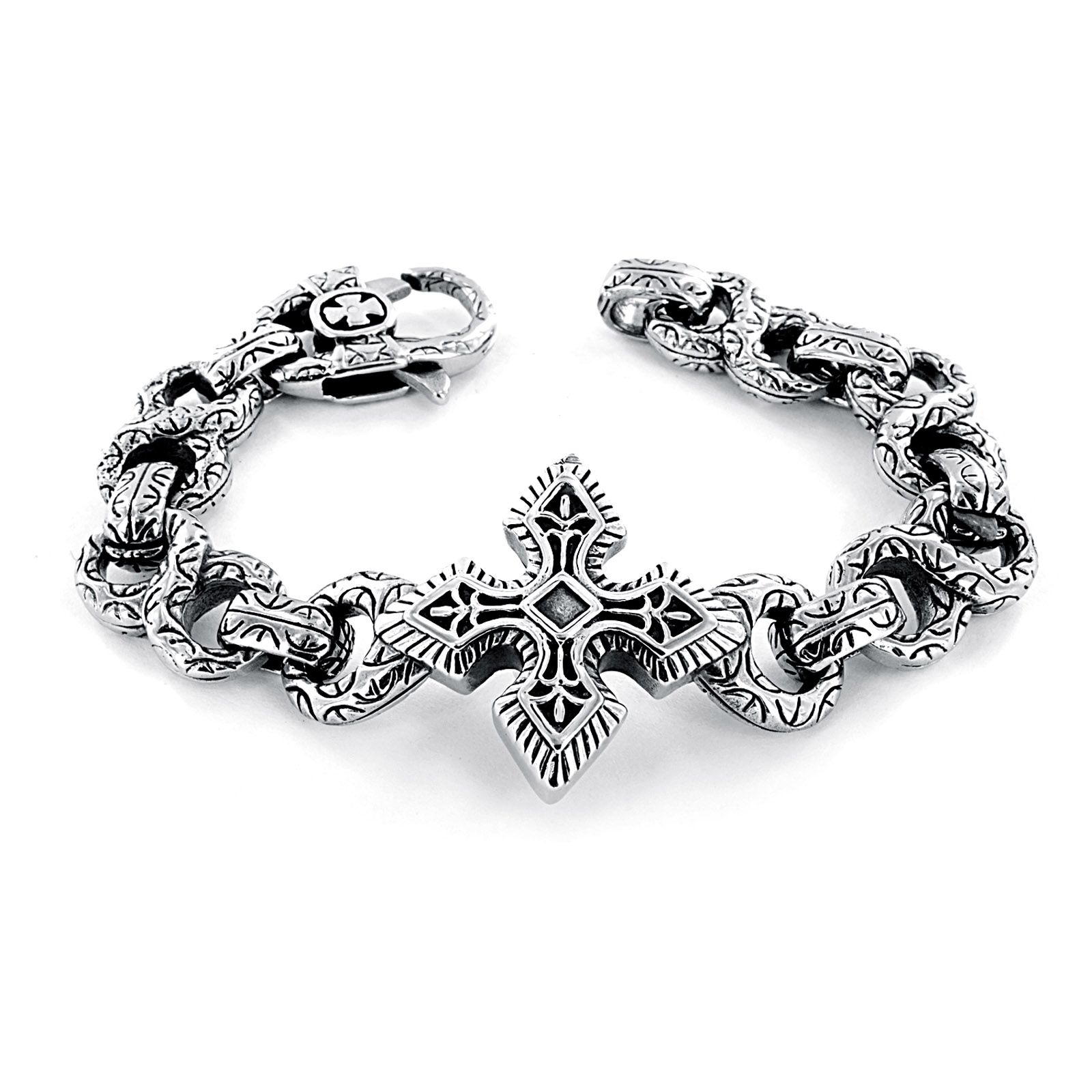 West Coast Jewelry Men's Stainless Steel Gothic Cross and Infinity Link Bracelet at mygofer.com