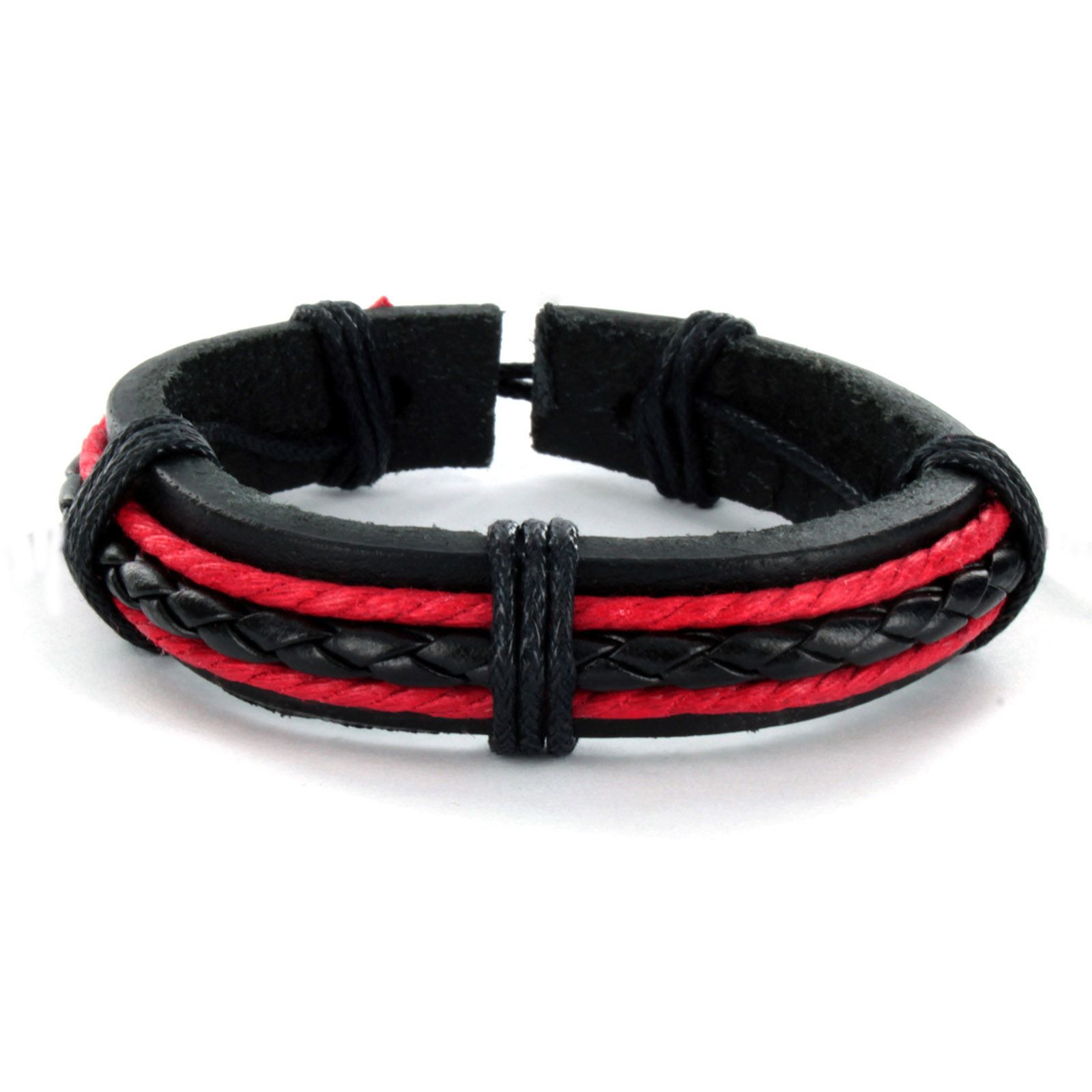 West Coast Jewelry Black and Red Braided Leather Fashion Bracelet at Kmart.com