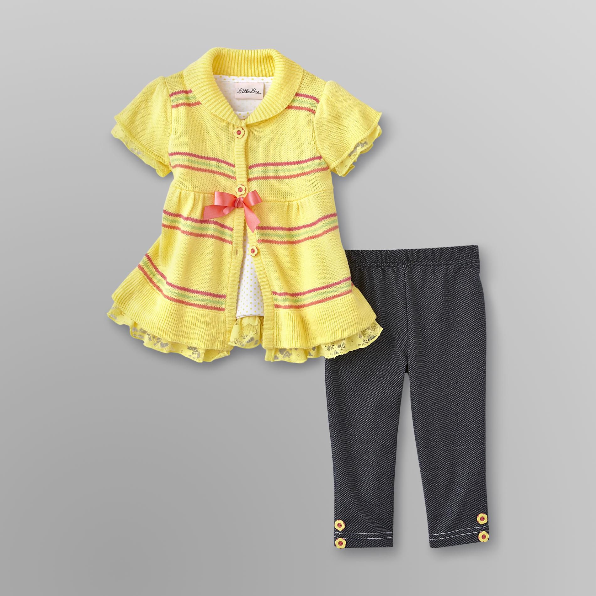 Little Lass Toddler Girl's Cardigan, Top & Leggings at Sears.com
