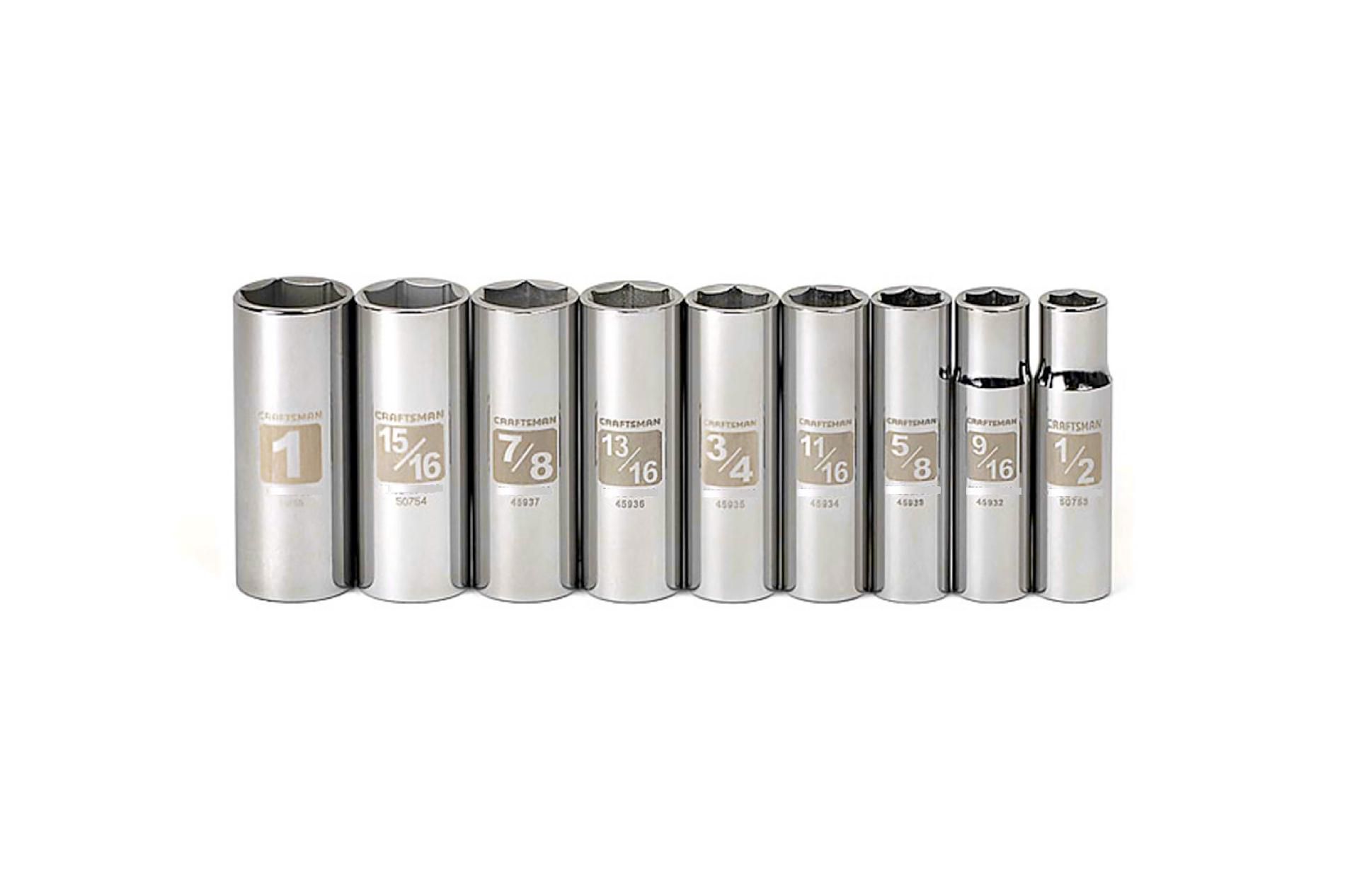 Craftsman 9 pc. Standard 6 pt. Deep 1/2 in. dr. Easy-to-Read Socket Accessory Set at Craftsman.com