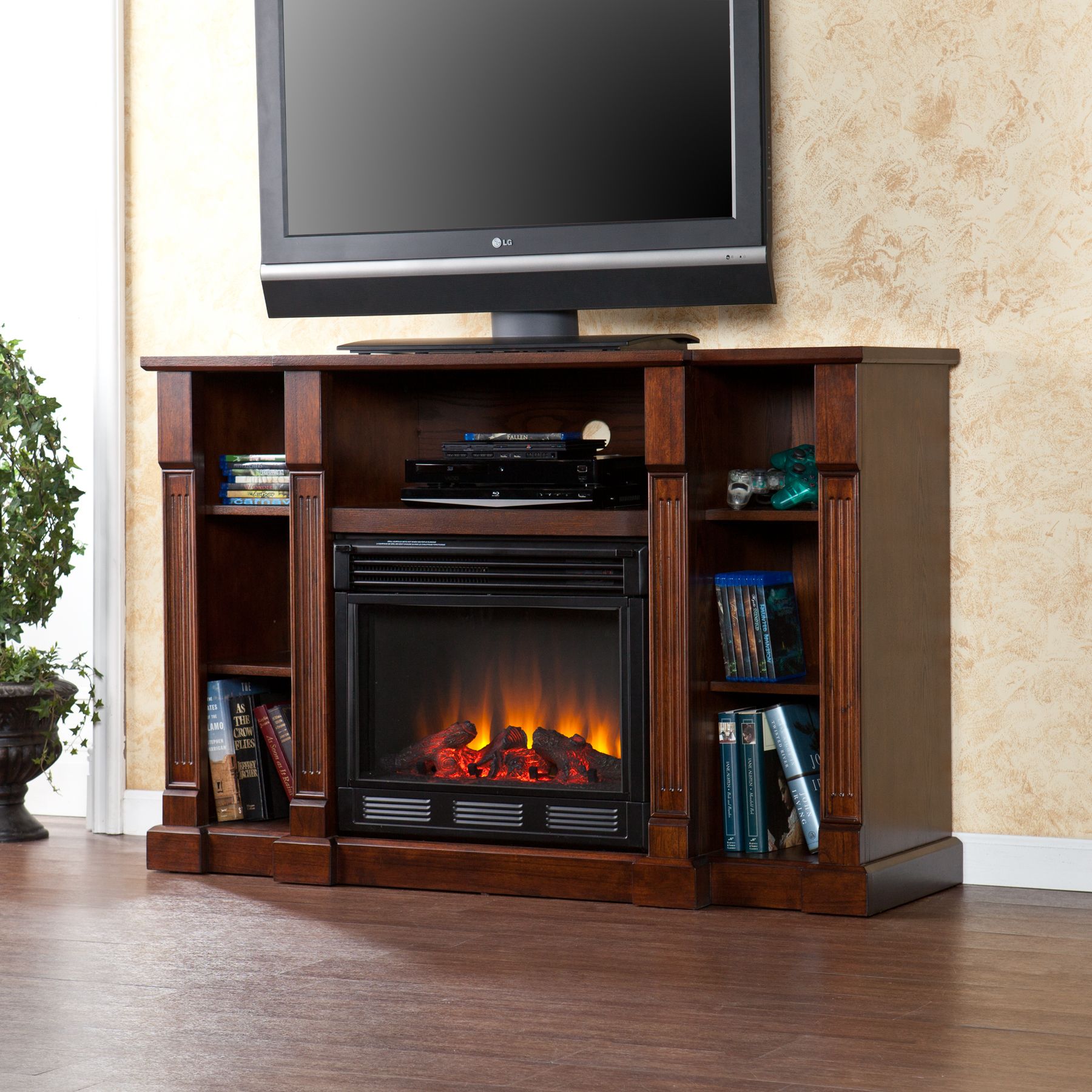 Southern Enterprises Dorset Media Electric Fireplace - Classic Mahogany at Kmart.com