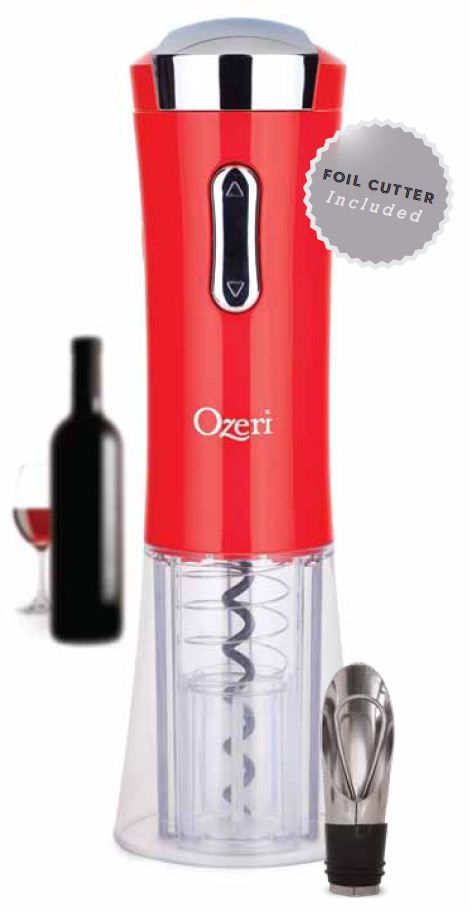Ozeri Nouveaux II Electric Wine Opener in Red, with Free Foil Cutter, Wine Pourer and Stopper at Sears.com