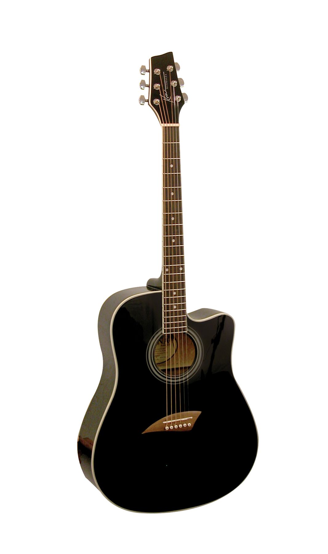 Kona Dreadnought Acoustic Guitar with High-Gloss Black Finish