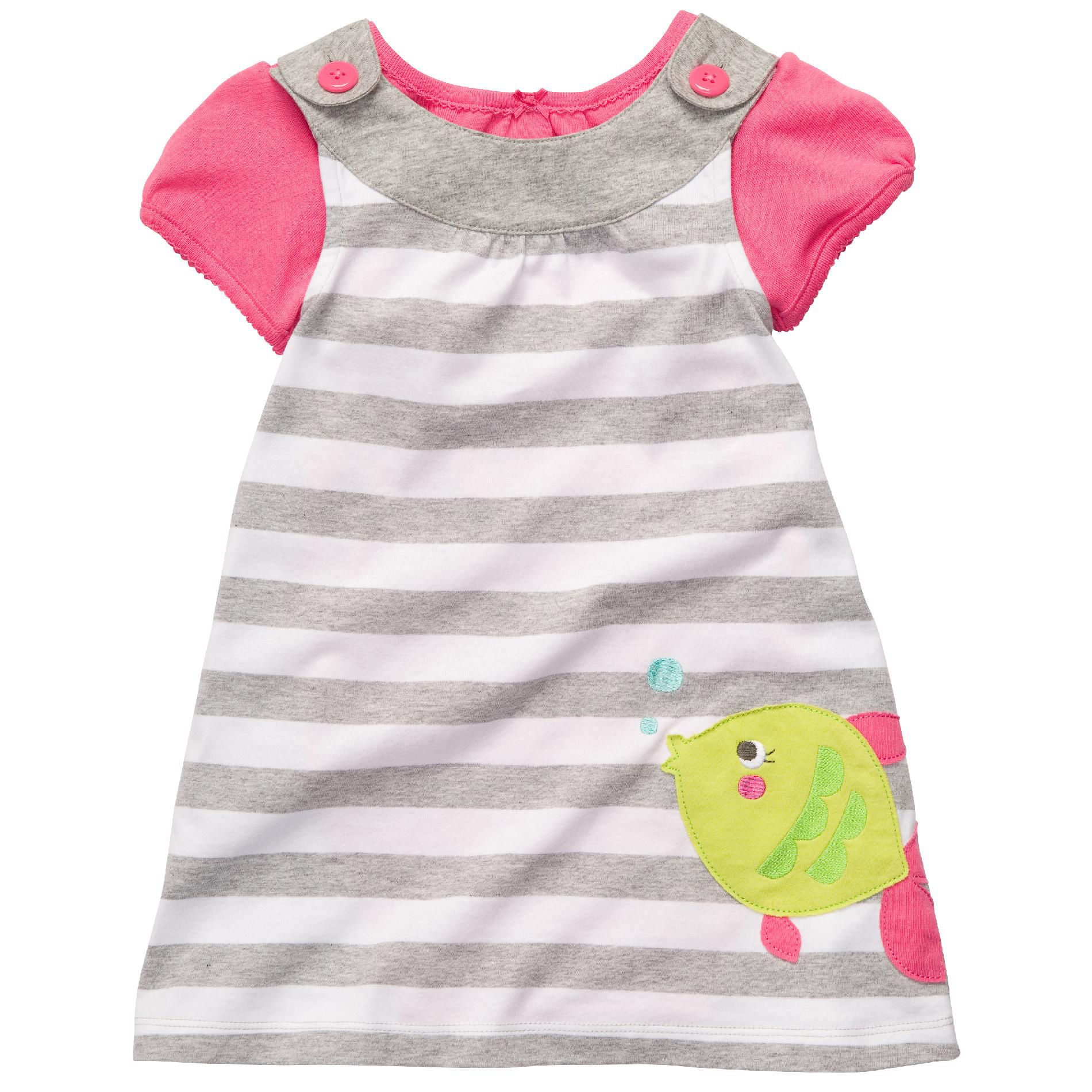 Carter's Newborn & Infant Girl’s Jumper Printed – Pink/White/Gray Stripes at Sears.com