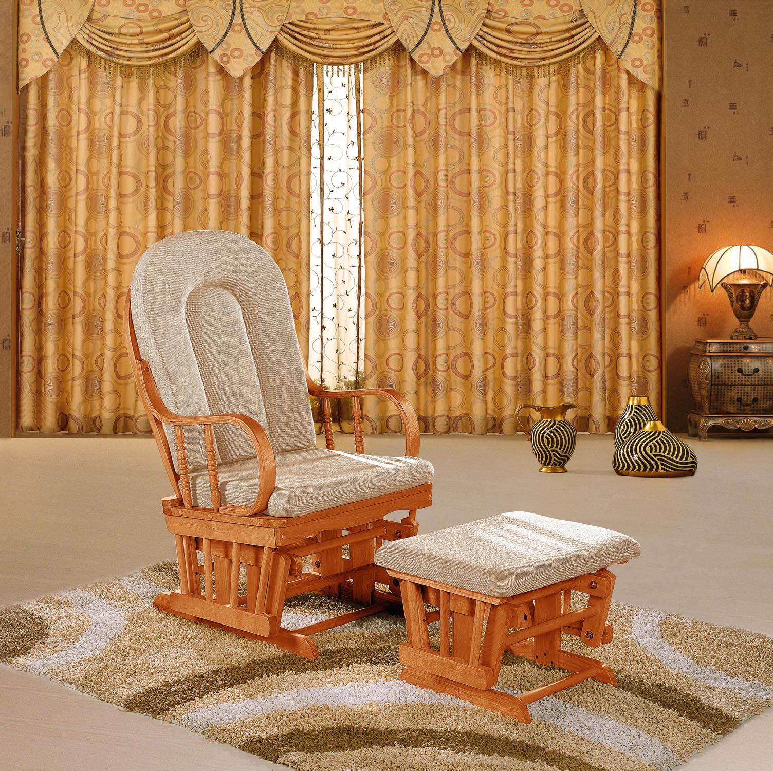 Dream on Me Colonial Glider with Matching Ottoman with Oak Glider / Beige Cushion at Kmart.com