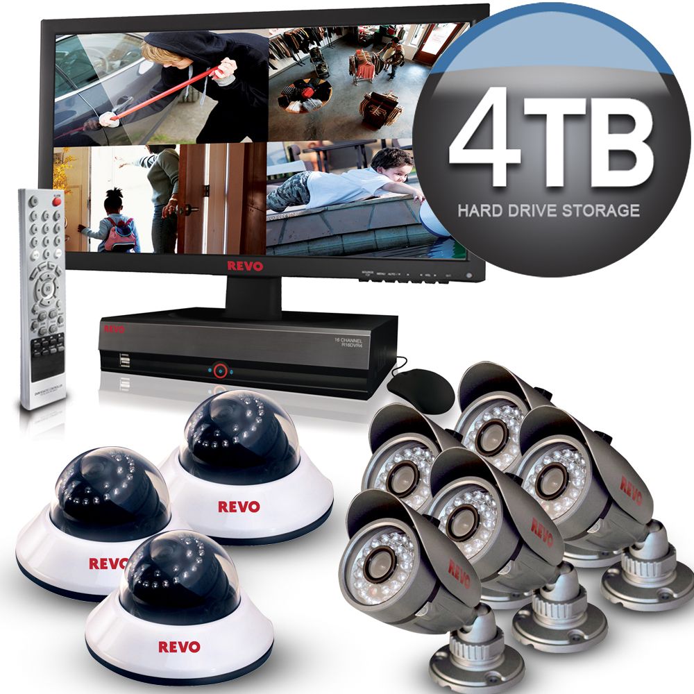 Revo Surveillance System with 16 Channel 4TB DVR, 21.5" LED Monitor and (8)600TVL Quick Connect Cameras at Kmart.com