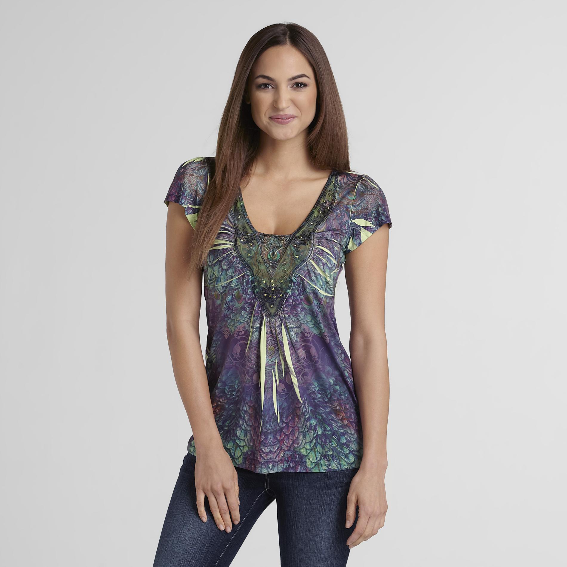 Covington Women's Lace-Neck Top - Sublimation at Sears.com