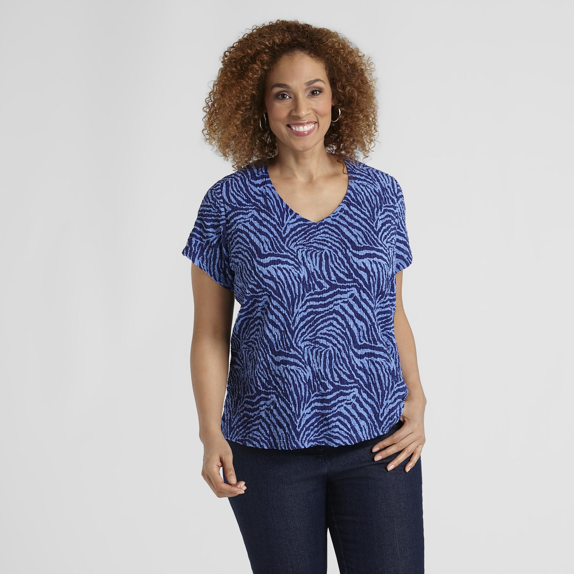 Jaclyn Smith Women's Plus Crinkle T-Shirt - Zebra at Kmart.com