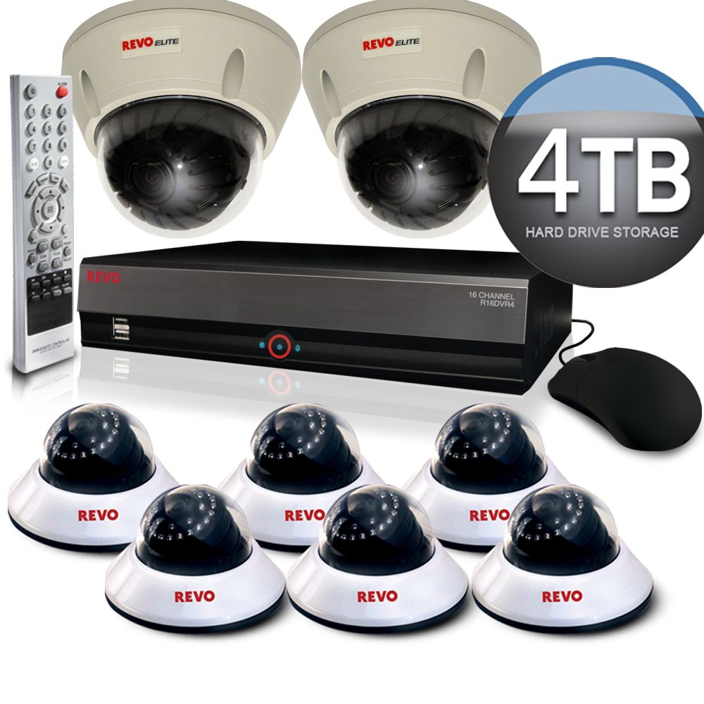 REVO Surveillance System with 16 Channel 4TB DVR, (6) Quick Connect Cameras and (2) Elite Cameras at Kmart.com