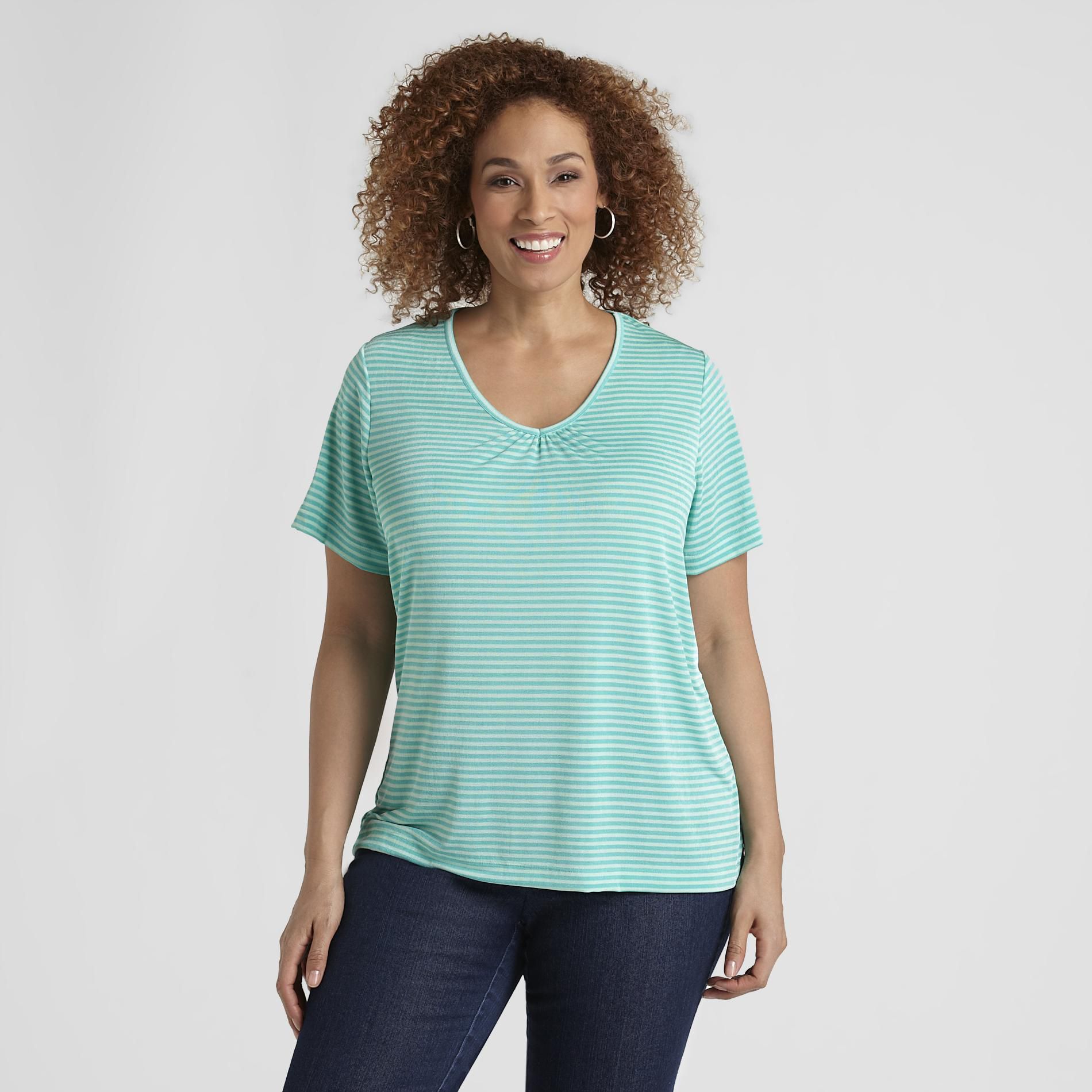 Jaclyn Smith Women's Gathered T-Shirt - Striped at Kmart.com
