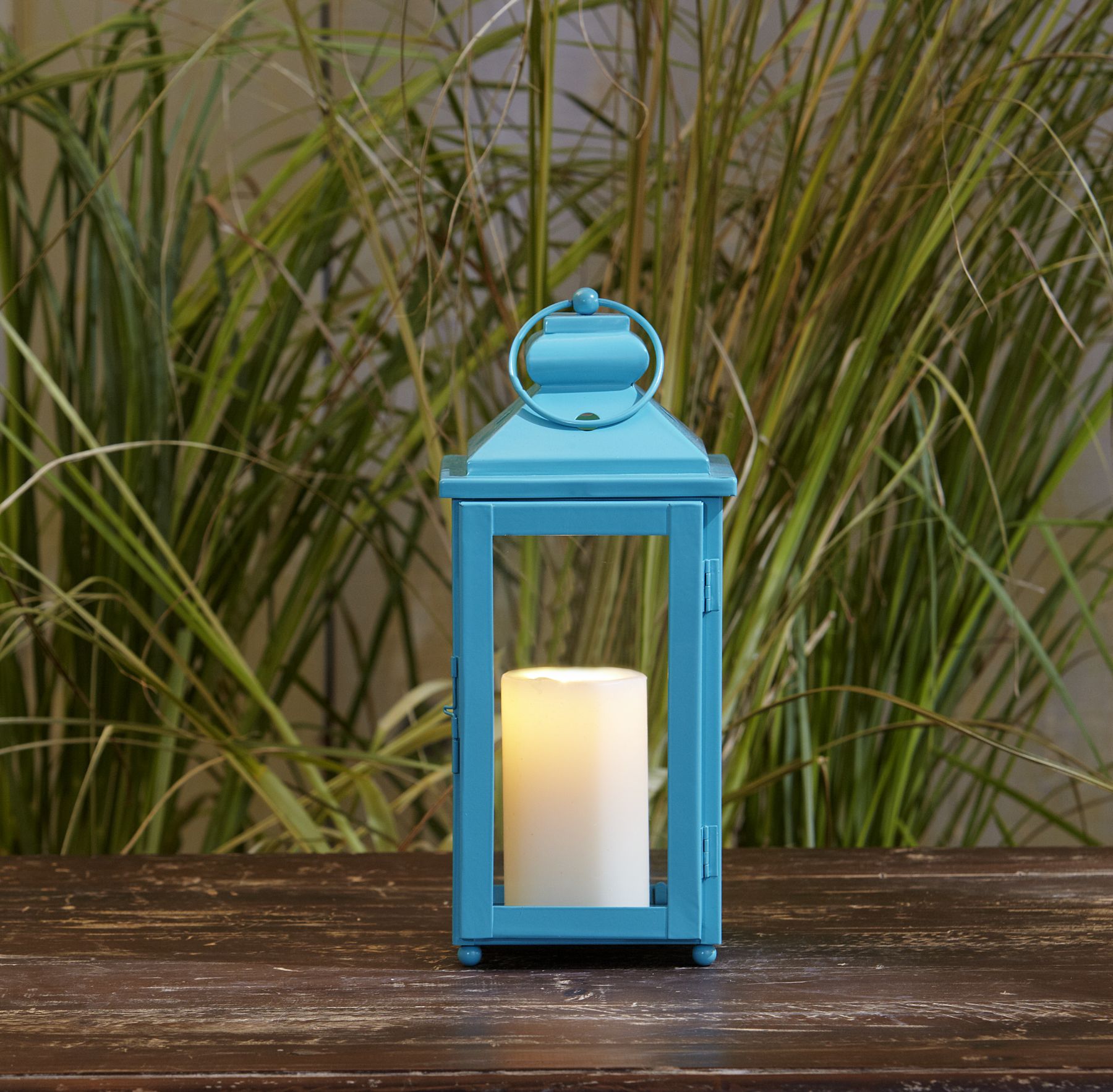 Garden Oasis 13in Solid Color Lantern - Blue at mygofer.com