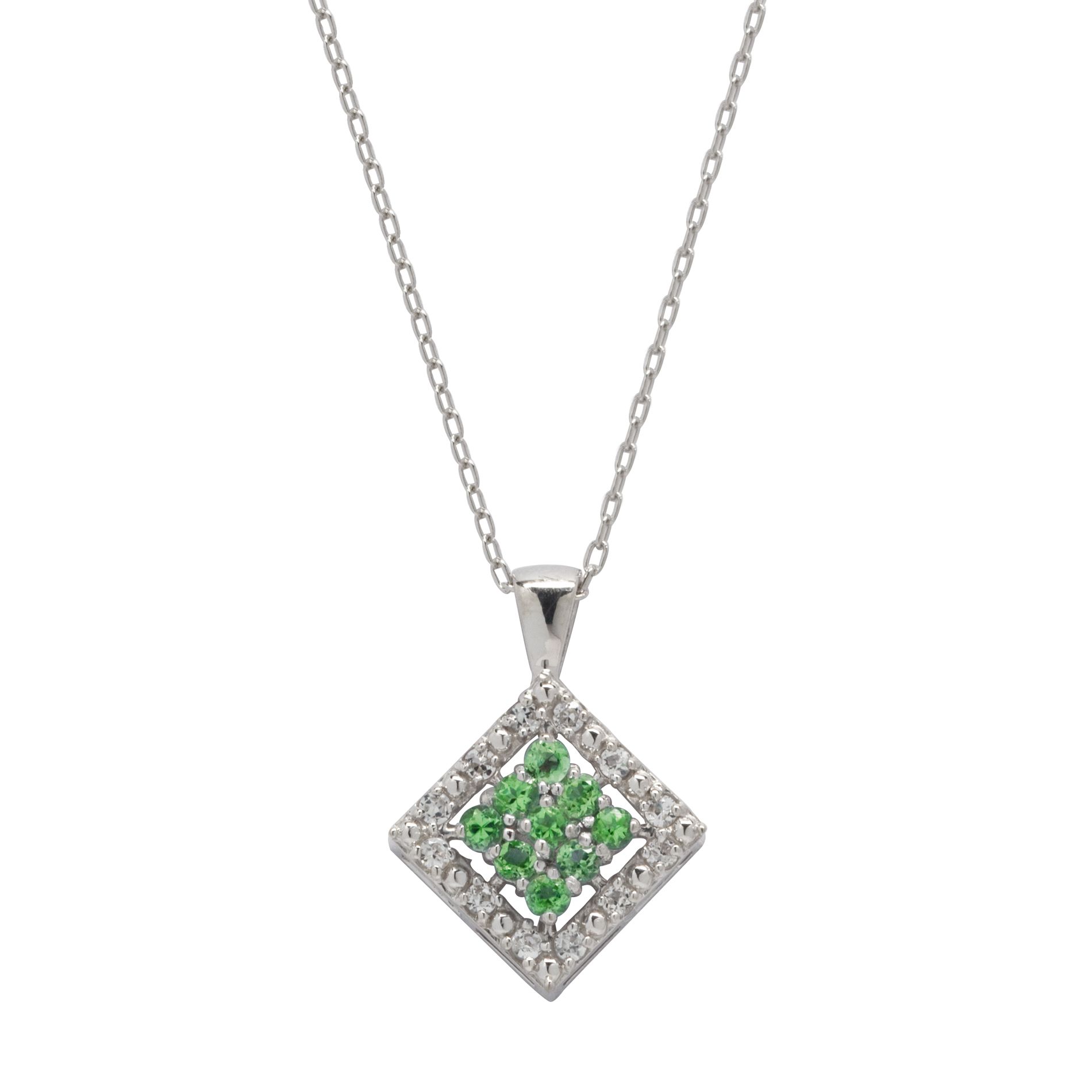 Lab Created Emerald and Lab Created White Sapphire Pendant