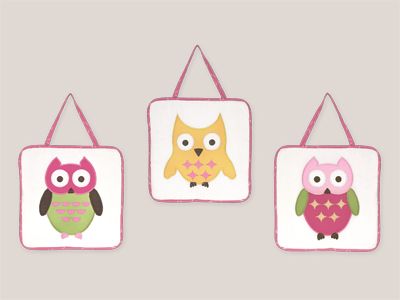 Sweet Jojo Designs Owl Pink Collection Wall Hangings