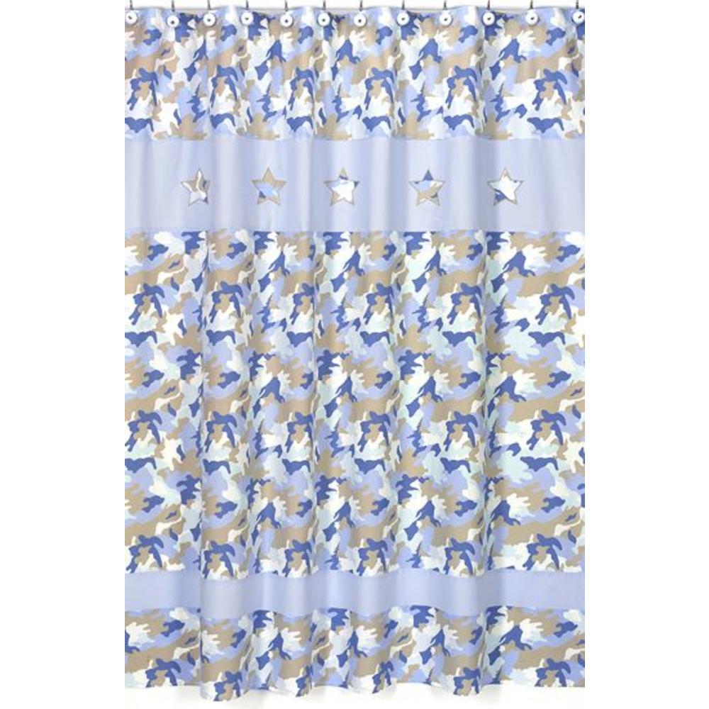 Sweet Jojo Designs Camo Blue Collection Shower Curtain
