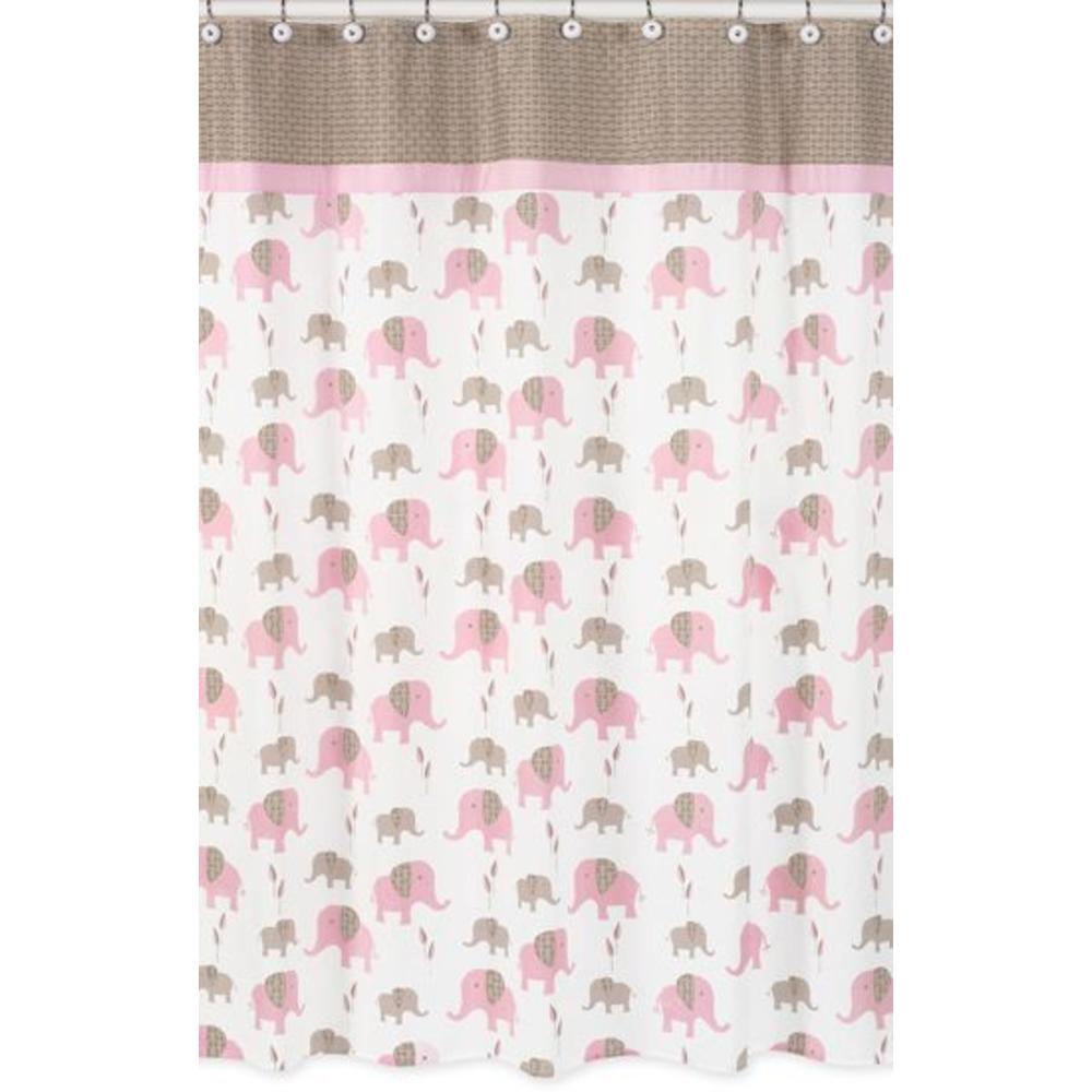 Sweet Jojo Designs Elephant Pink Collection Shower Curtain