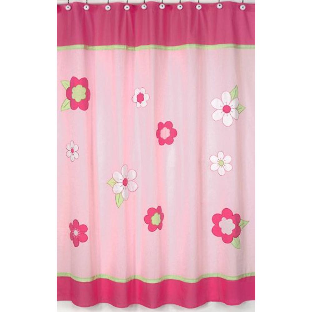 Sweet Jojo Designs Flower Pink and Green Collection Shower Curtain