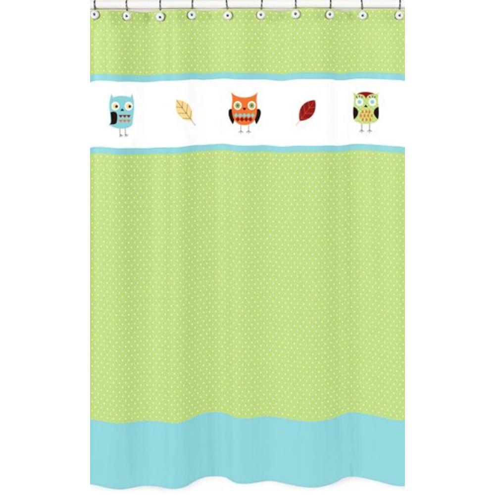Sweet Jojo Designs Hooty Turquoise and Lime Collection Shower Curtain