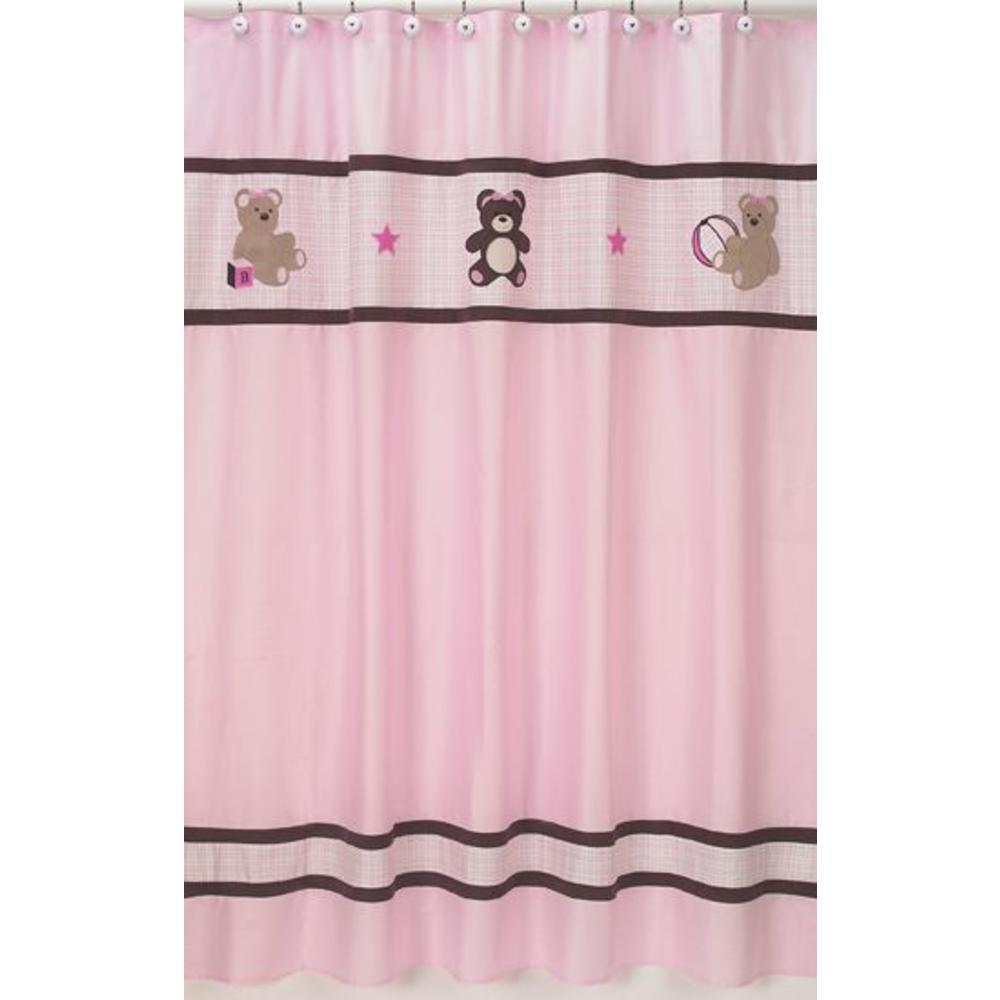 Sweet Jojo Designs Teddy Bear Pink Collection Shower Curtain
