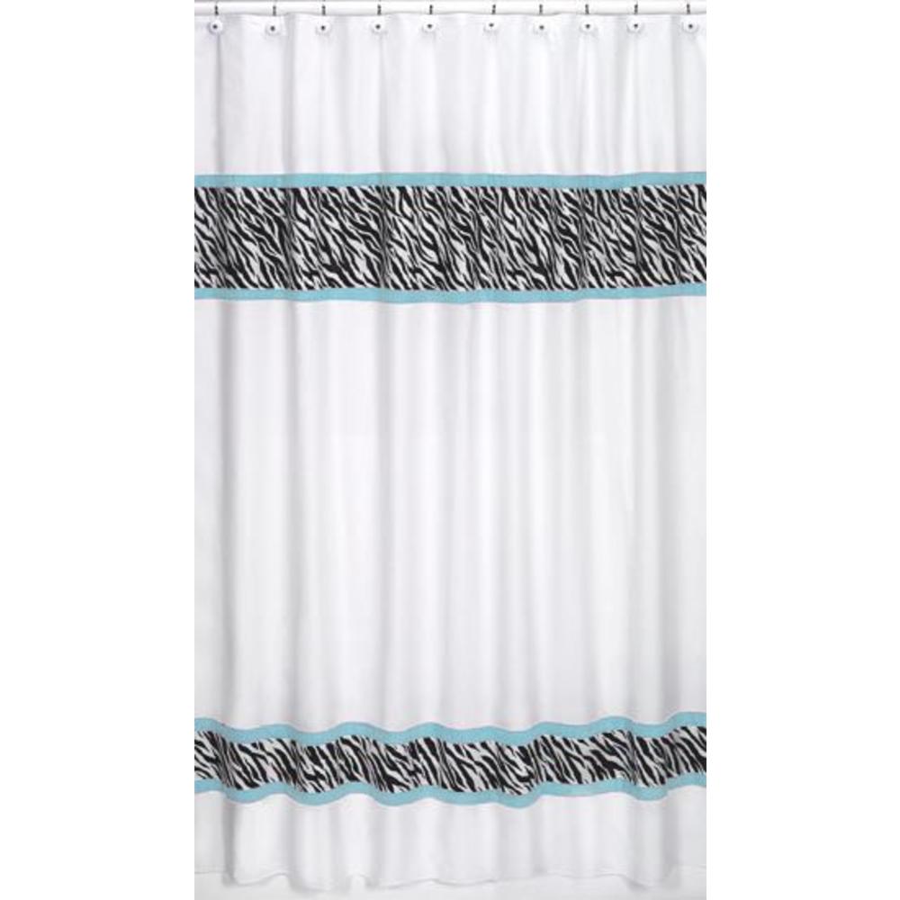 Sweet Jojo Designs Zebra Turquoise Collection Shower Curtain