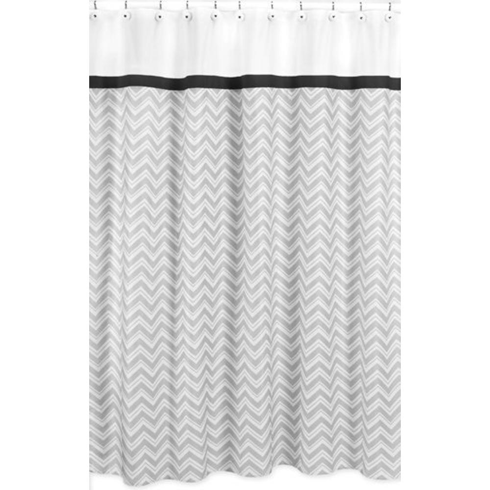 Sweet Jojo Designs Zig Zag Black and Gray Collection Shower Curtain