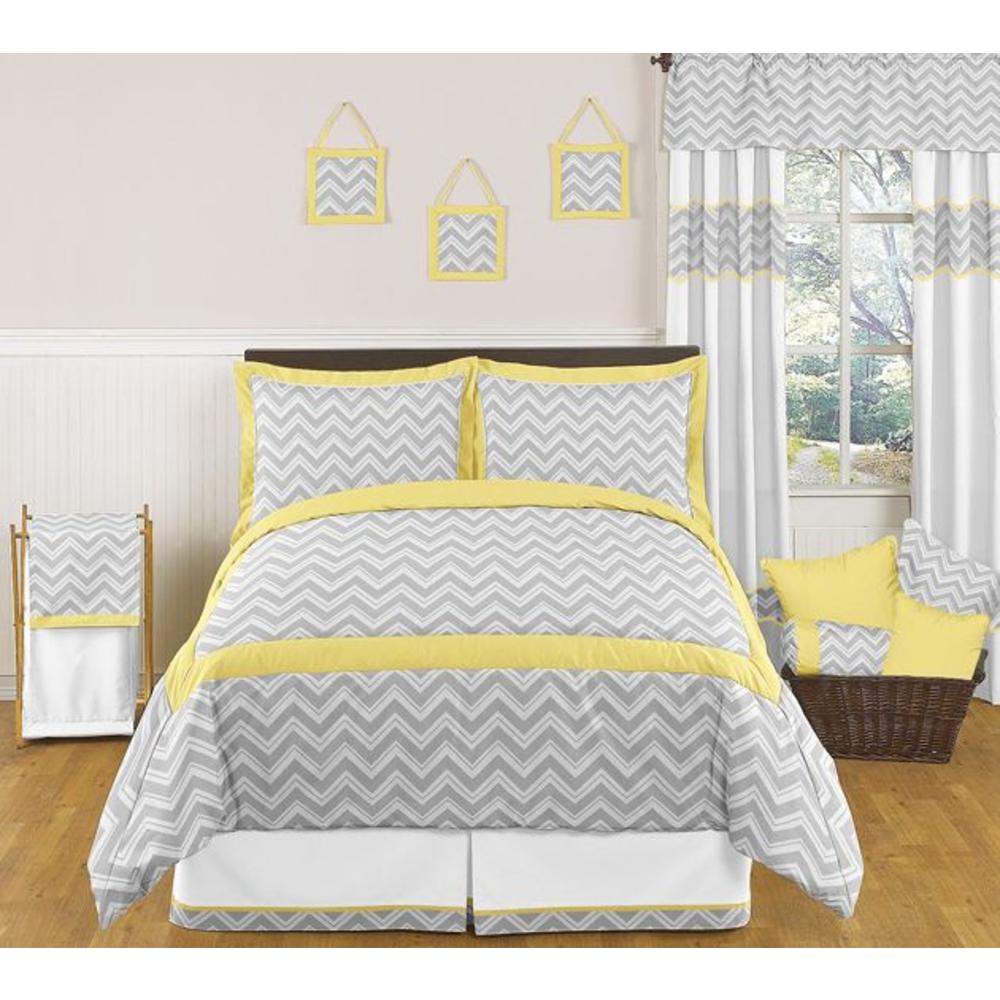 Sweet Jojo Designs Zig Zag Yellow and Gray Collection Queen Bed Skirt