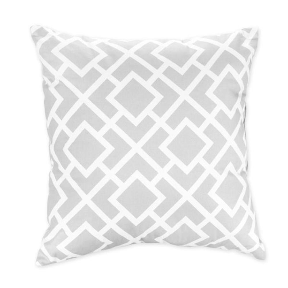 Sweet Jojo Designs Diamond Gray and White Collection Decorative Pillow