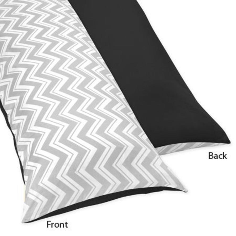 Sweet Jojo Designs Zig Zag Black and Gray Collection Body Pillow Case