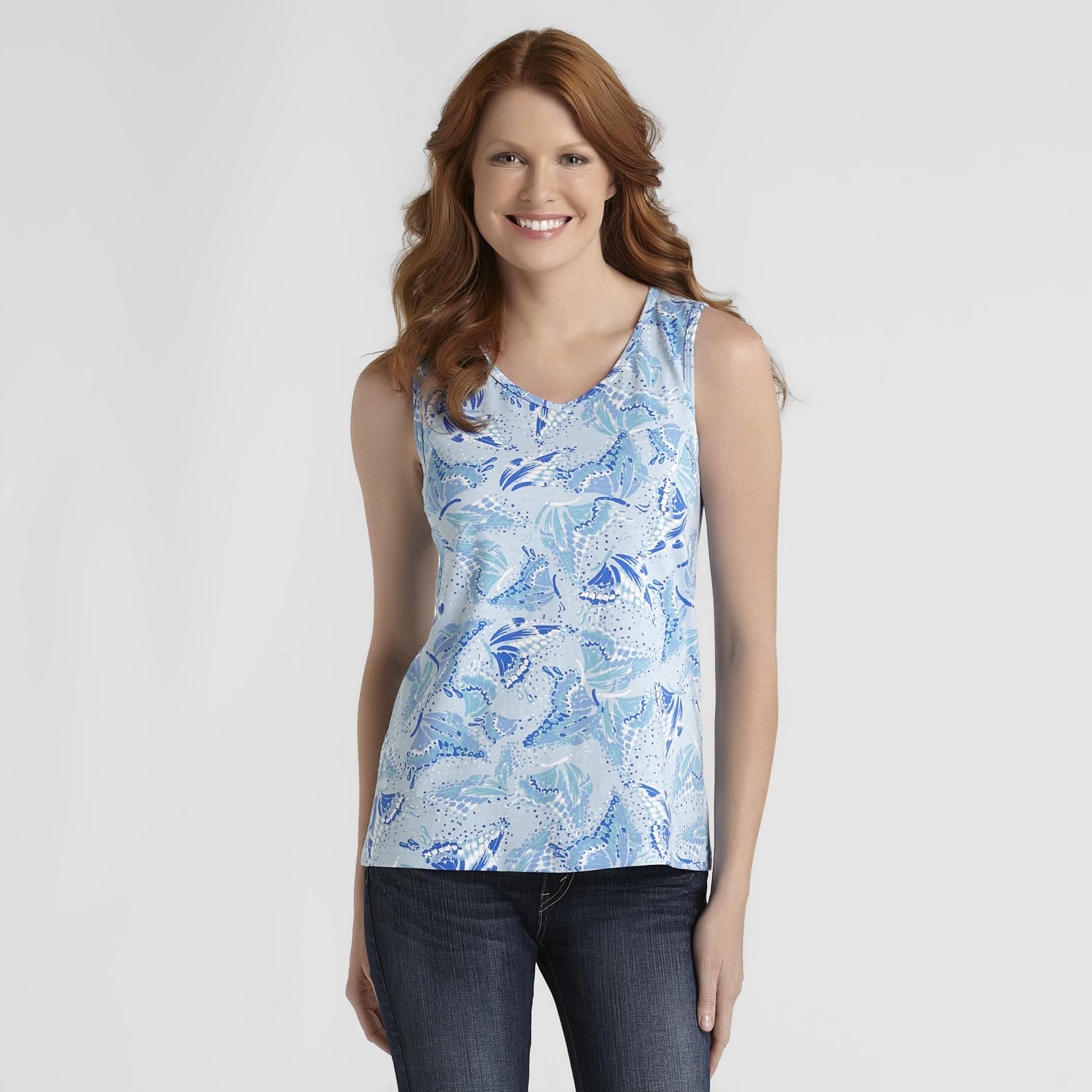 Basic Editions Women's V-Neck Tank Top - Butterfly at Kmart.com