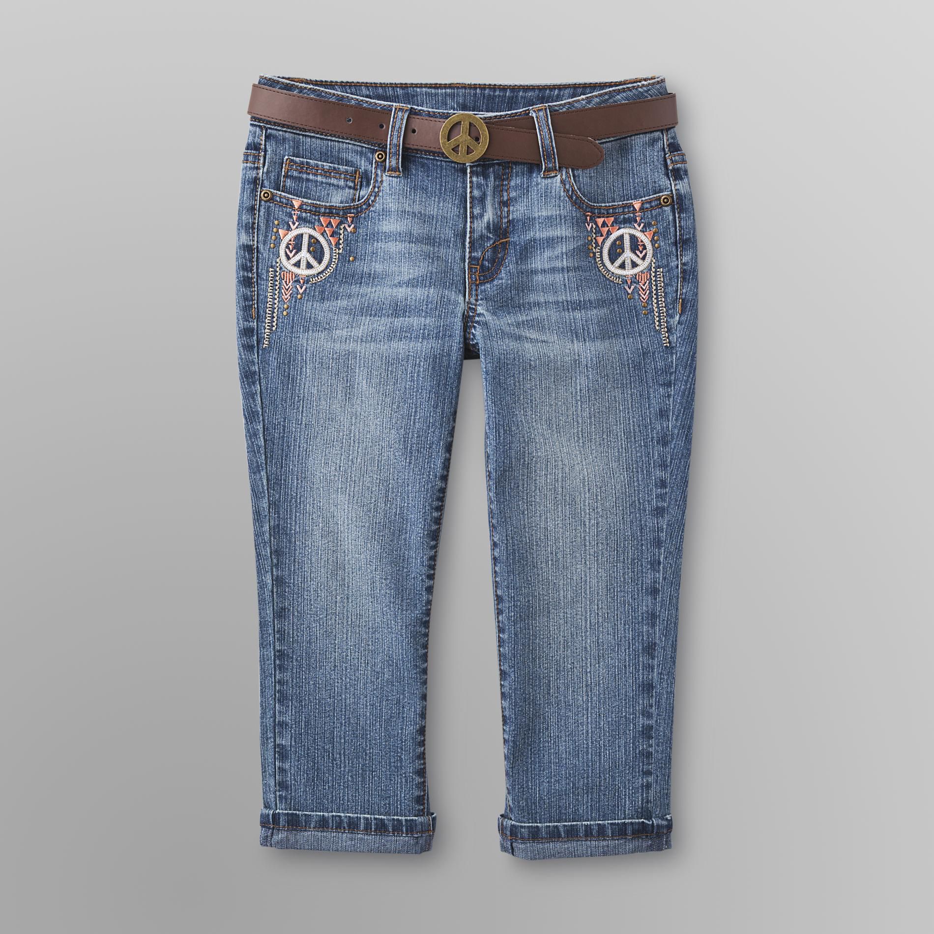 Route 66 Girl's Belted Capri Jeans - Peace Symbols at Kmart.com