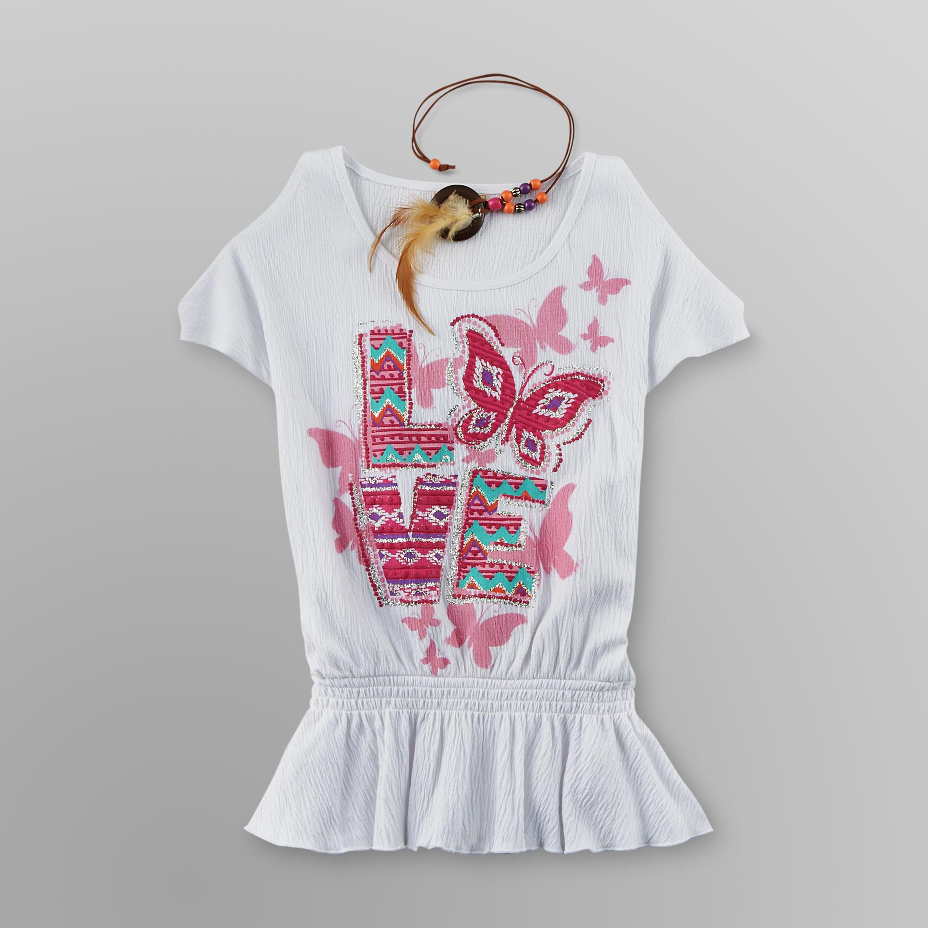Route 66 Girl's Graphic Top & Necklace - Love at Kmart.com
