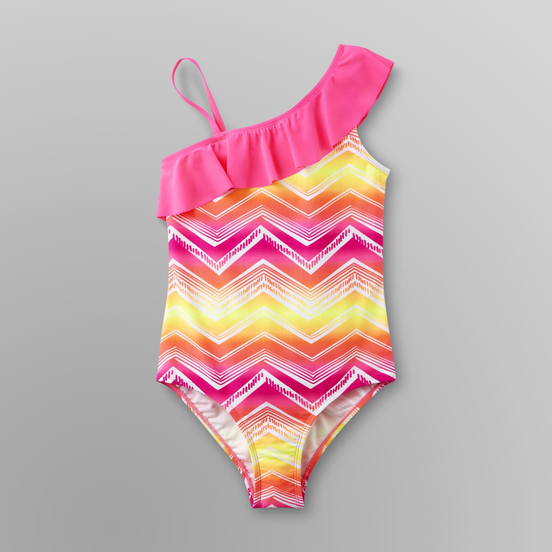 Joe Boxer Girl's One-Shoulder Swimsuit - Lines at Kmart.com