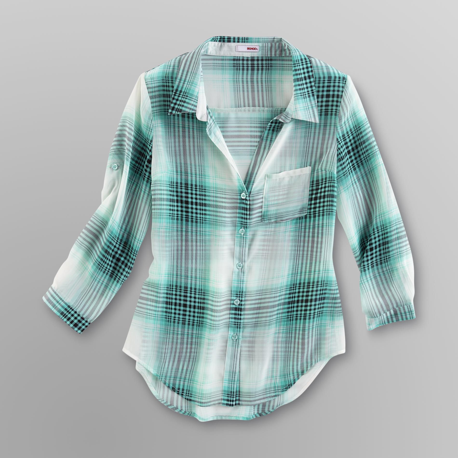 Bongo Junior's Sheer Chiffon Blouse - Plaid at Sears.com