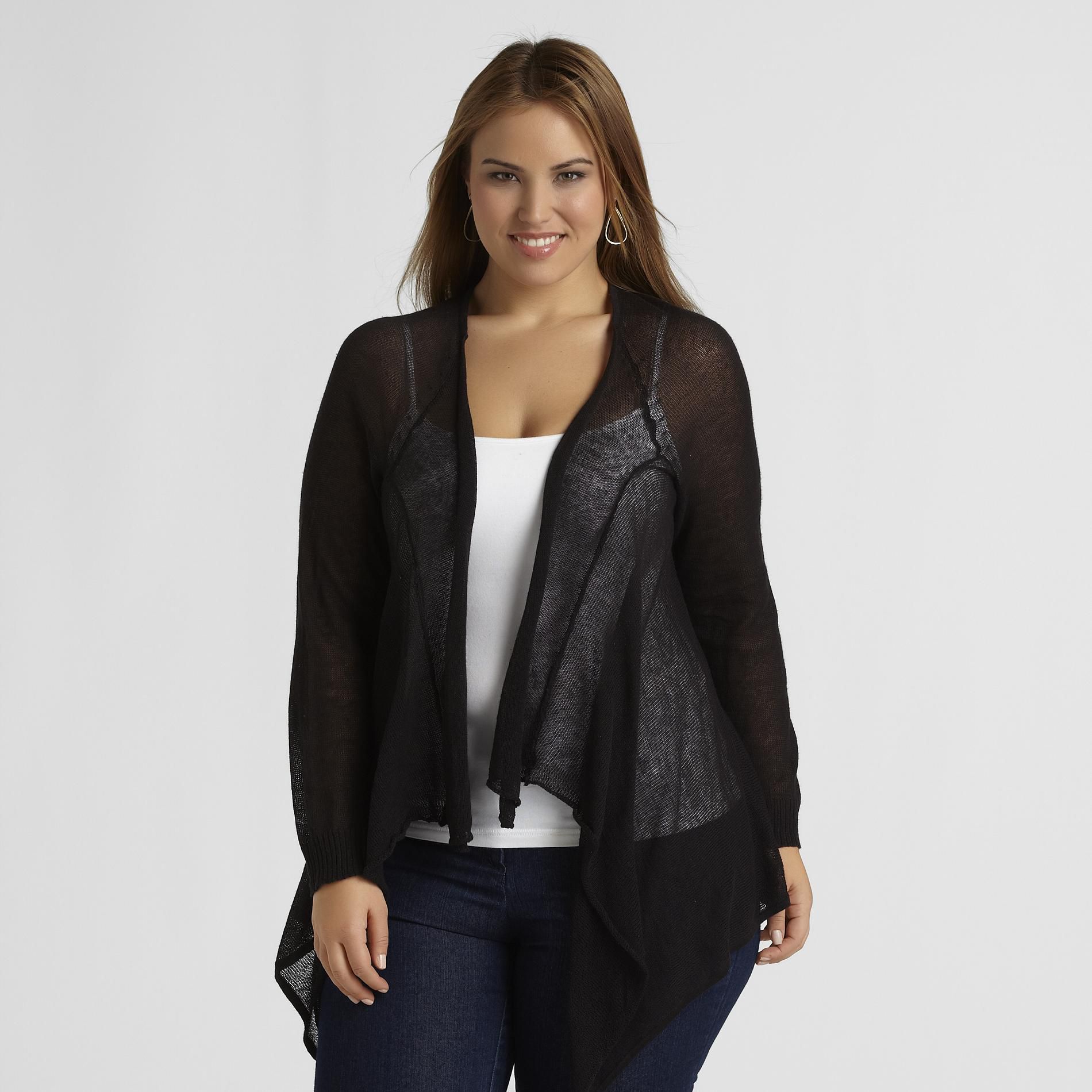 Love Your Style, Love Your Size Women's Plus Cascade Front Cardigan at Kmart.com