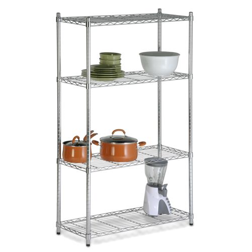 Honey-can-do 4-Tier chrome shelving unit - 200lb at mygofer.com