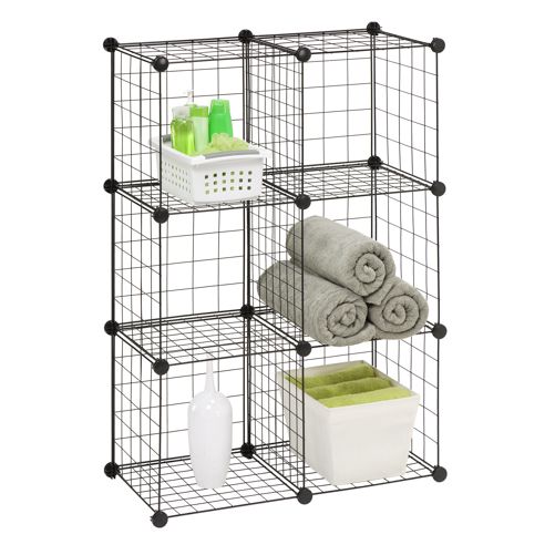 Honey-can-do 6 Pack Modular Mesh Storage Cube, Black - Furniture ...