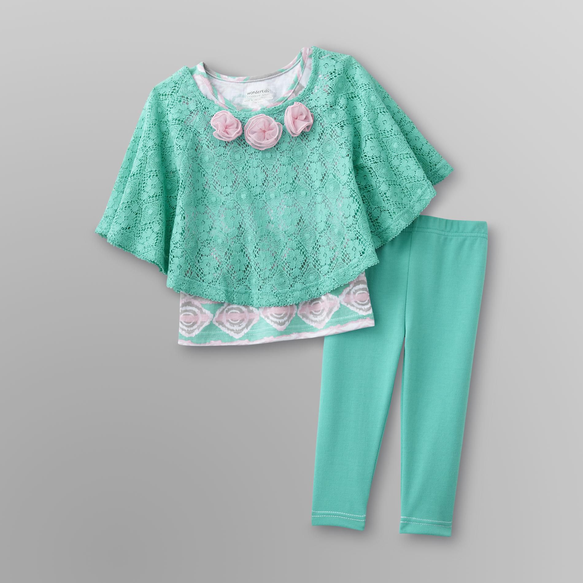 WonderKids Infant & Toddler Girl's Crocheted Poncho, Top & Leggings at Kmart.com