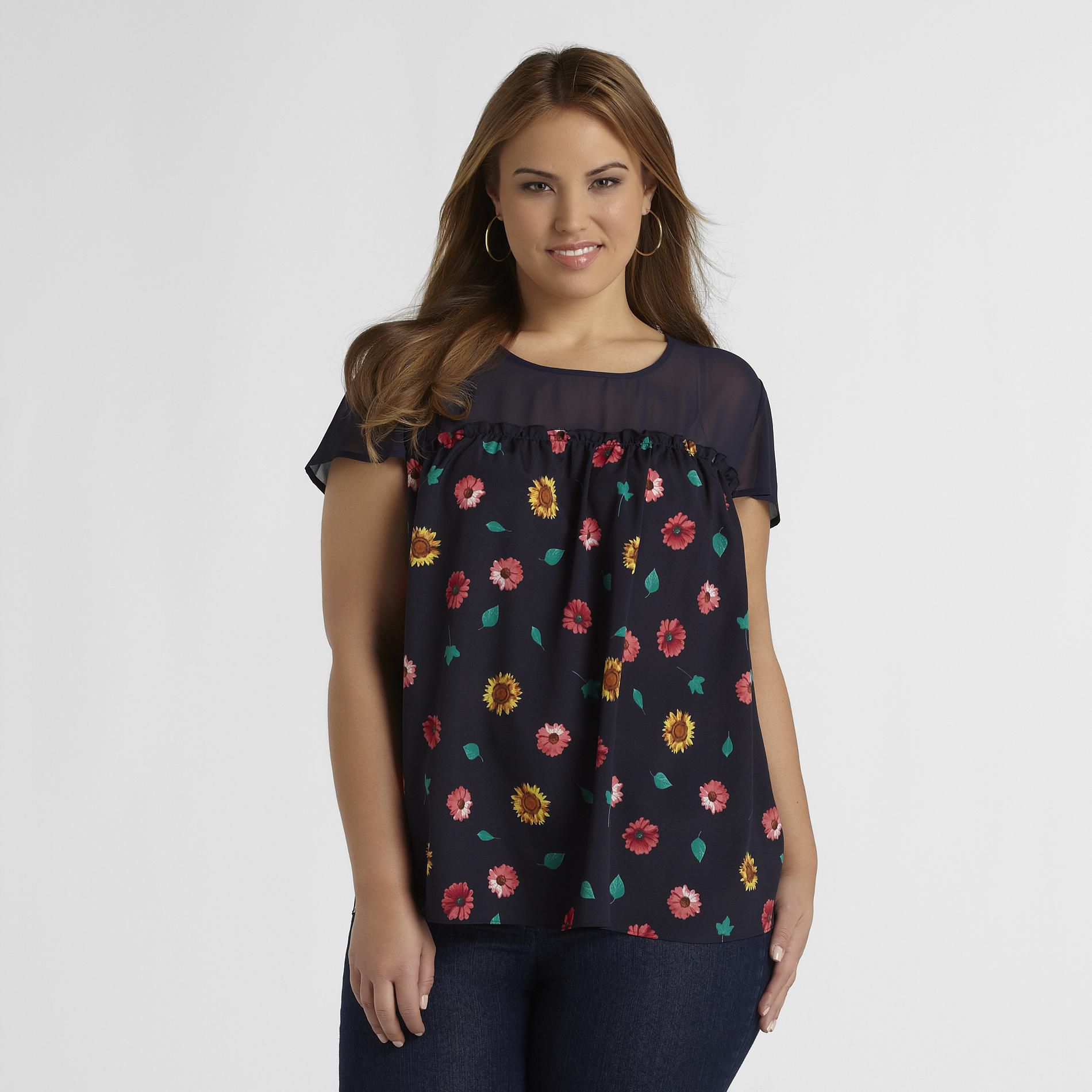 Love Your Style, Love Your Size Women's Plus Ruffle Blouse - Floral at Kmart.com