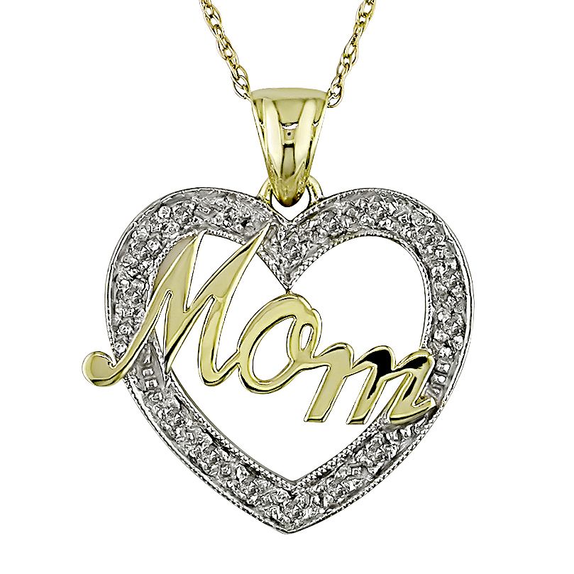 1/8 CT  Diamond  Heart Pendant With Chain 10k White Yellow Gold GH I2;I3 at Sears.com