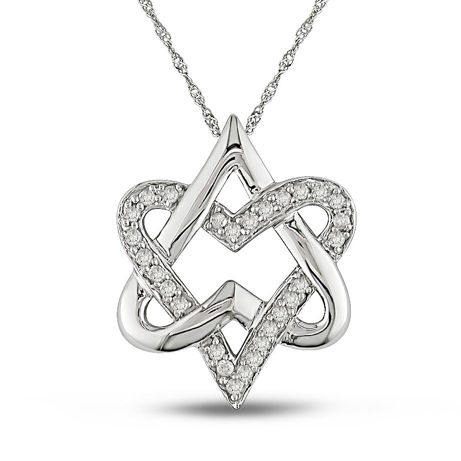 1/5 CT  Diamond  Fashion Pendant With Chain 10k White Gold GH I3