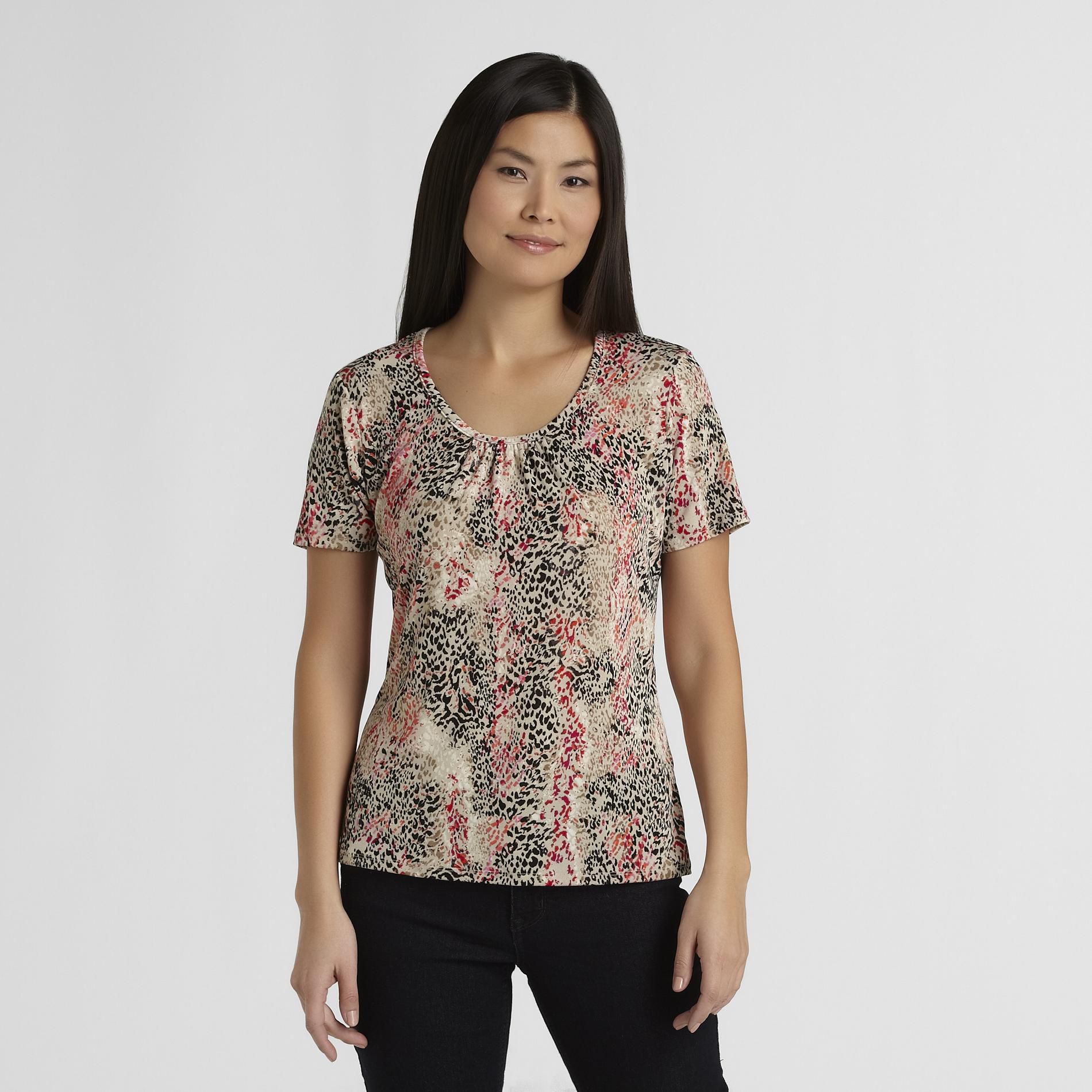 Jaclyn Smith Women's Gathered T-Shirt - Animal Print at Kmart.com