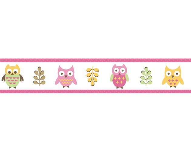 Sweet Jojo Designs Owl Pink Collection Wall Paper Border