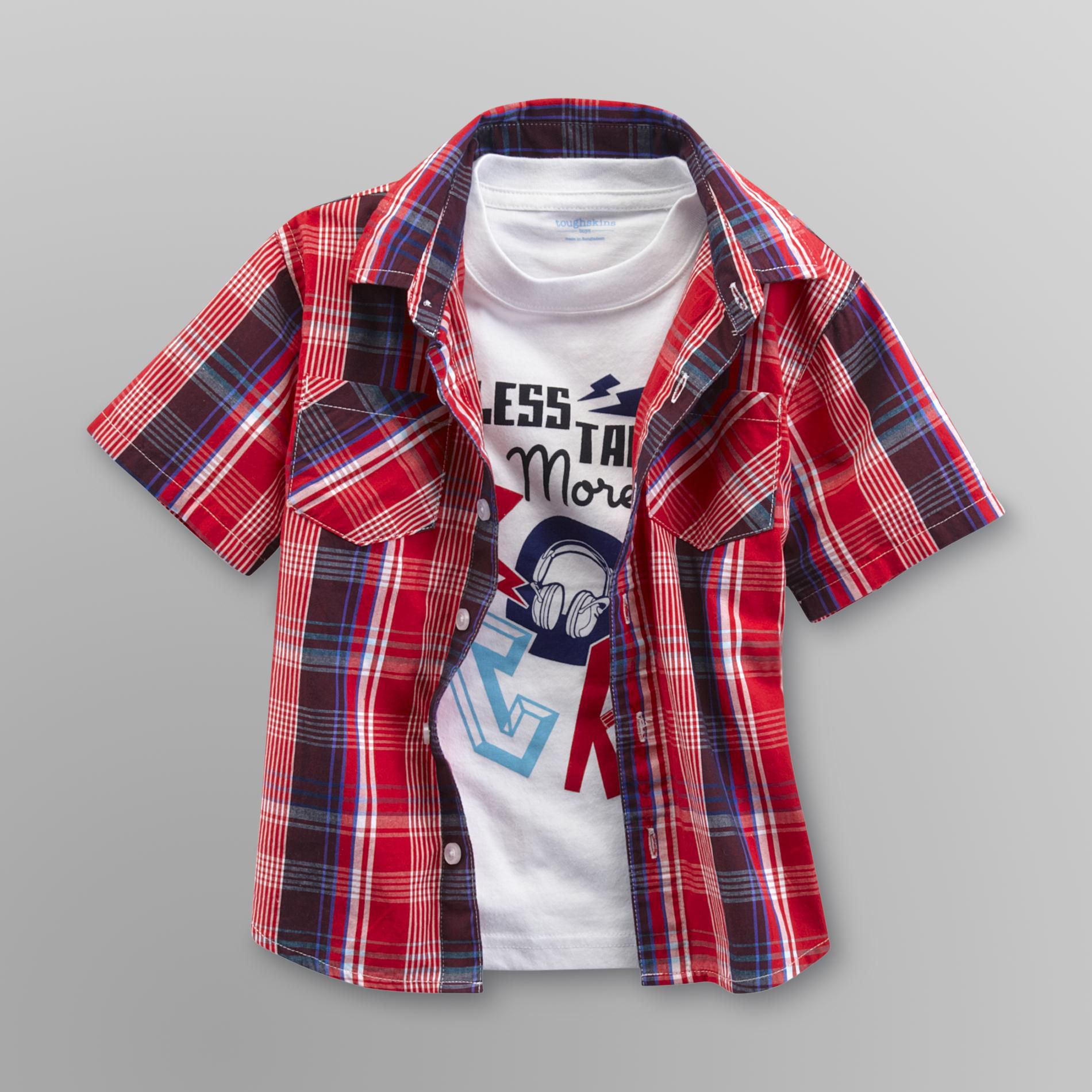 Toughskins Infant & Toddler Boy's Plaid Shirt & Graphic T-Shirt - Rock at Sears.com