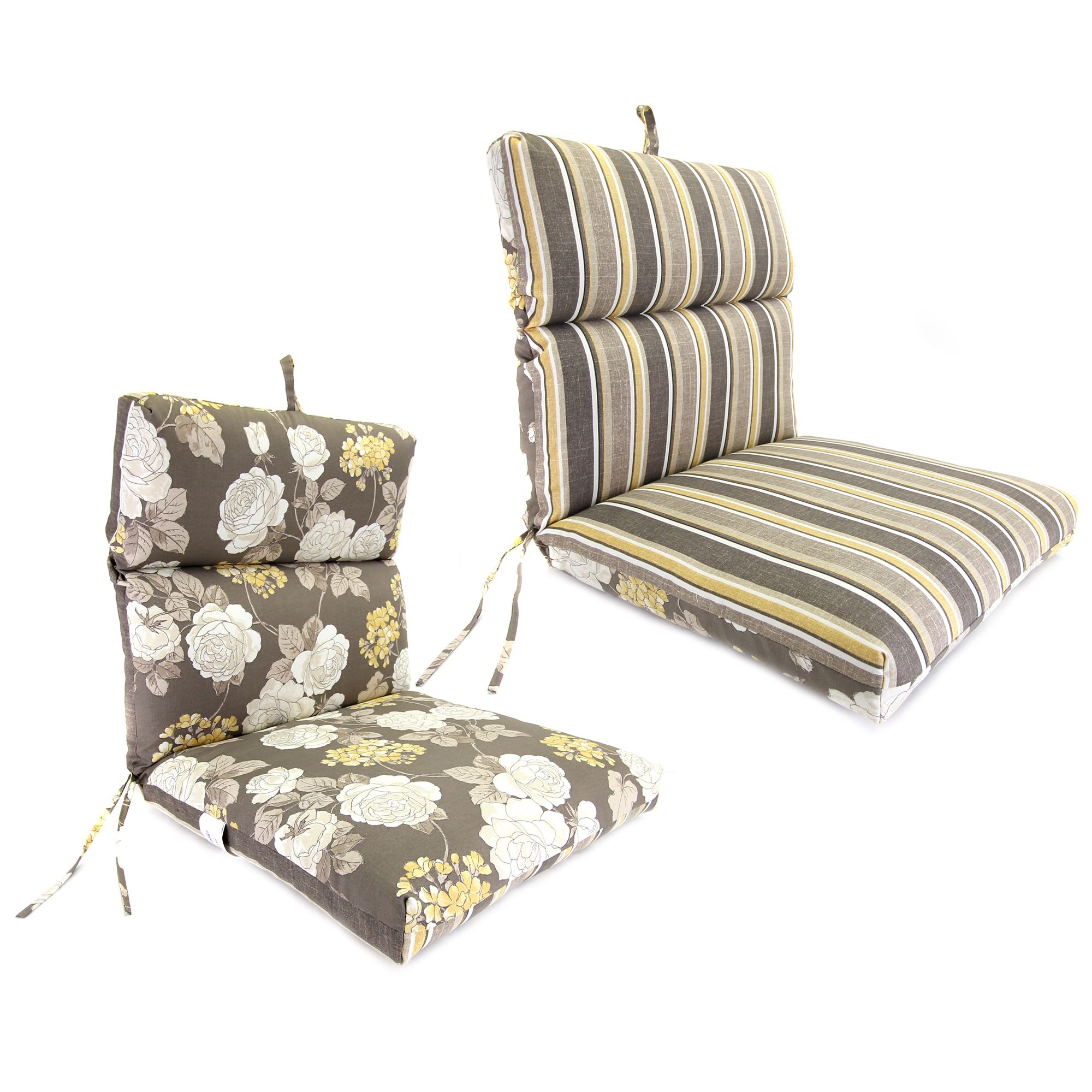 Vivienne/Brandy Stripe Putty French Edge Chair Cushion