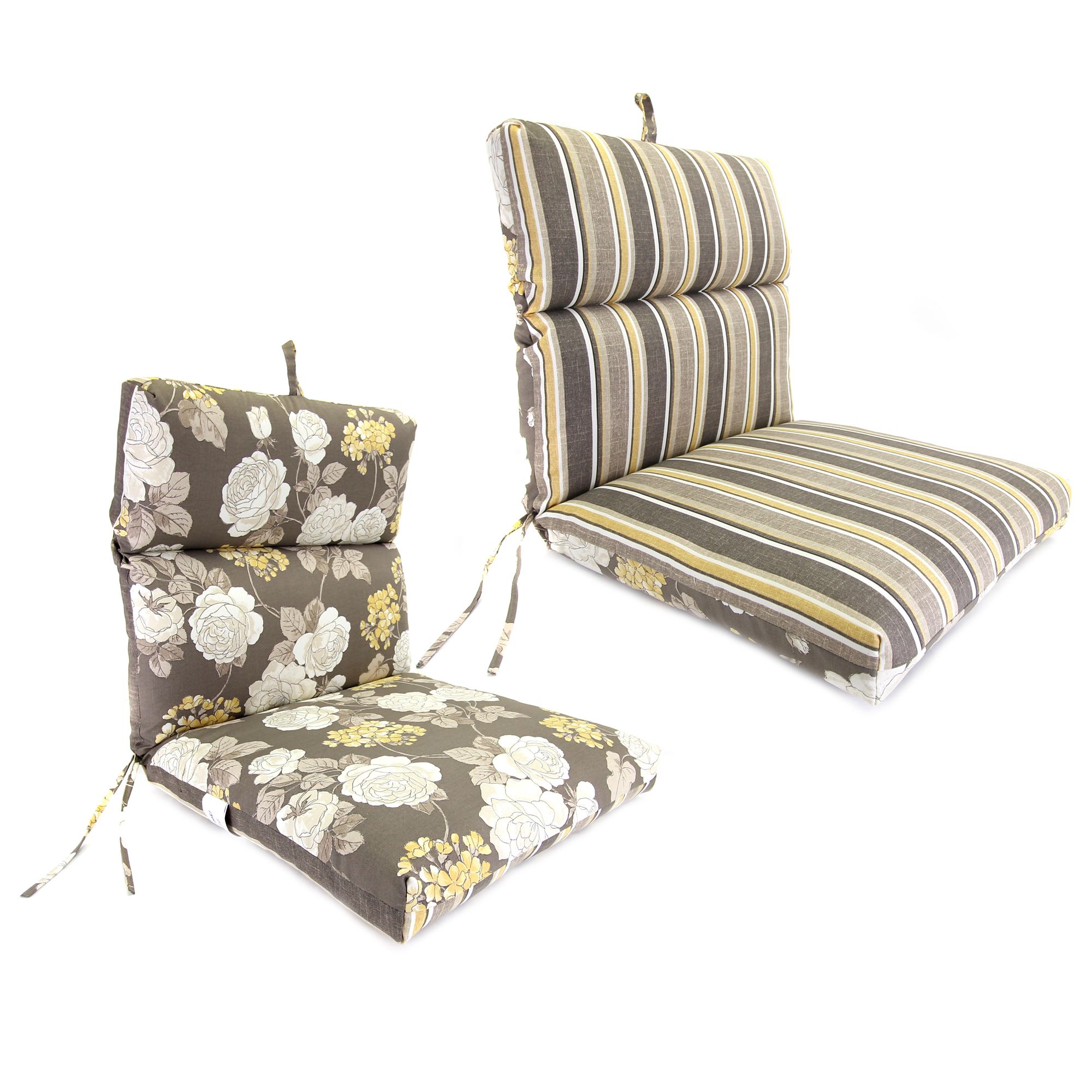 Vivienne/Brandy Stripe Putty French Edge Chair Cushion