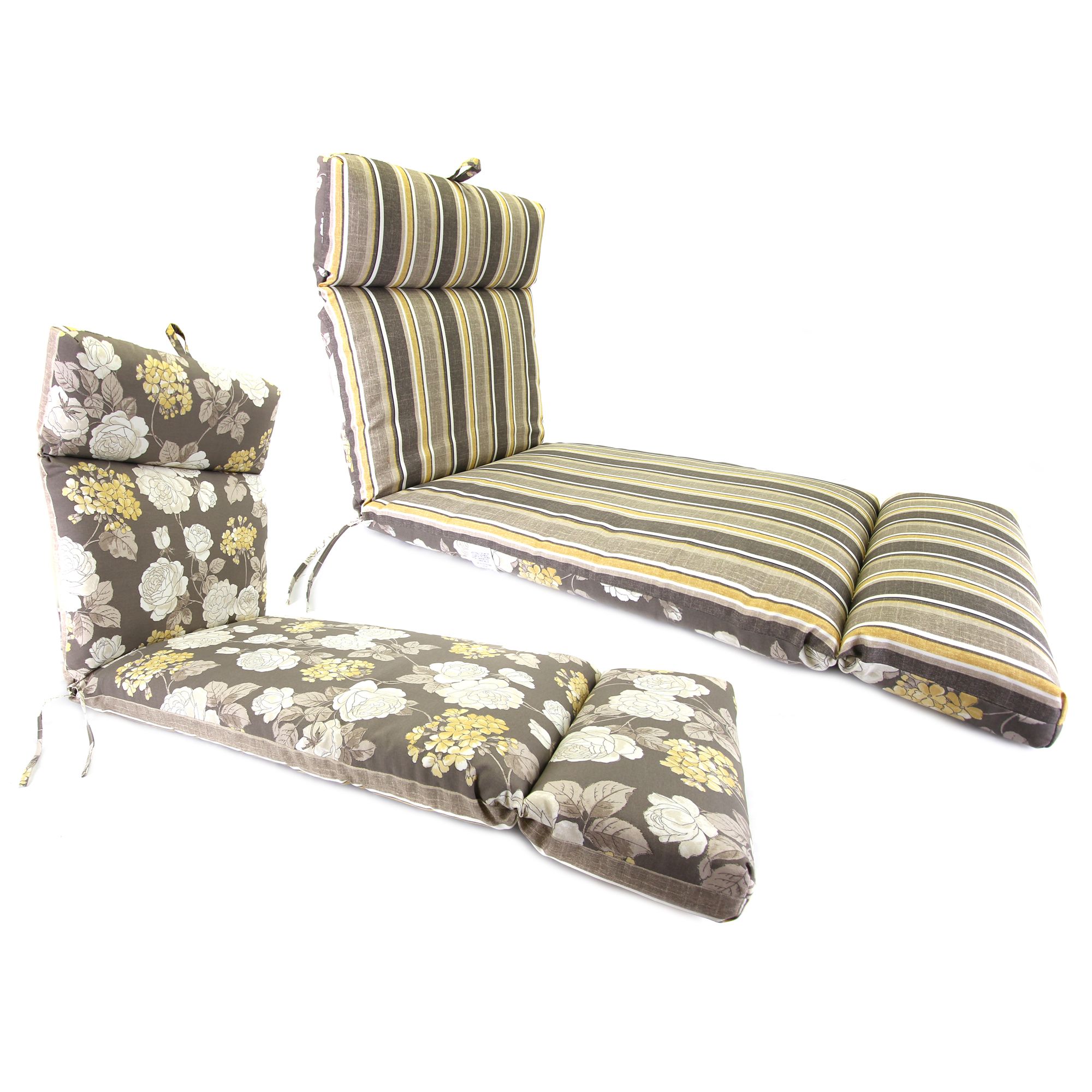 Vivienne/Brandy Stripe Putty French Edge Chaise Cushion